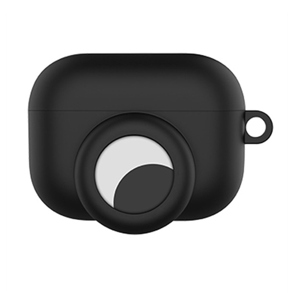 Funda de silicona con soporte AirTag AirPods Pro Negro