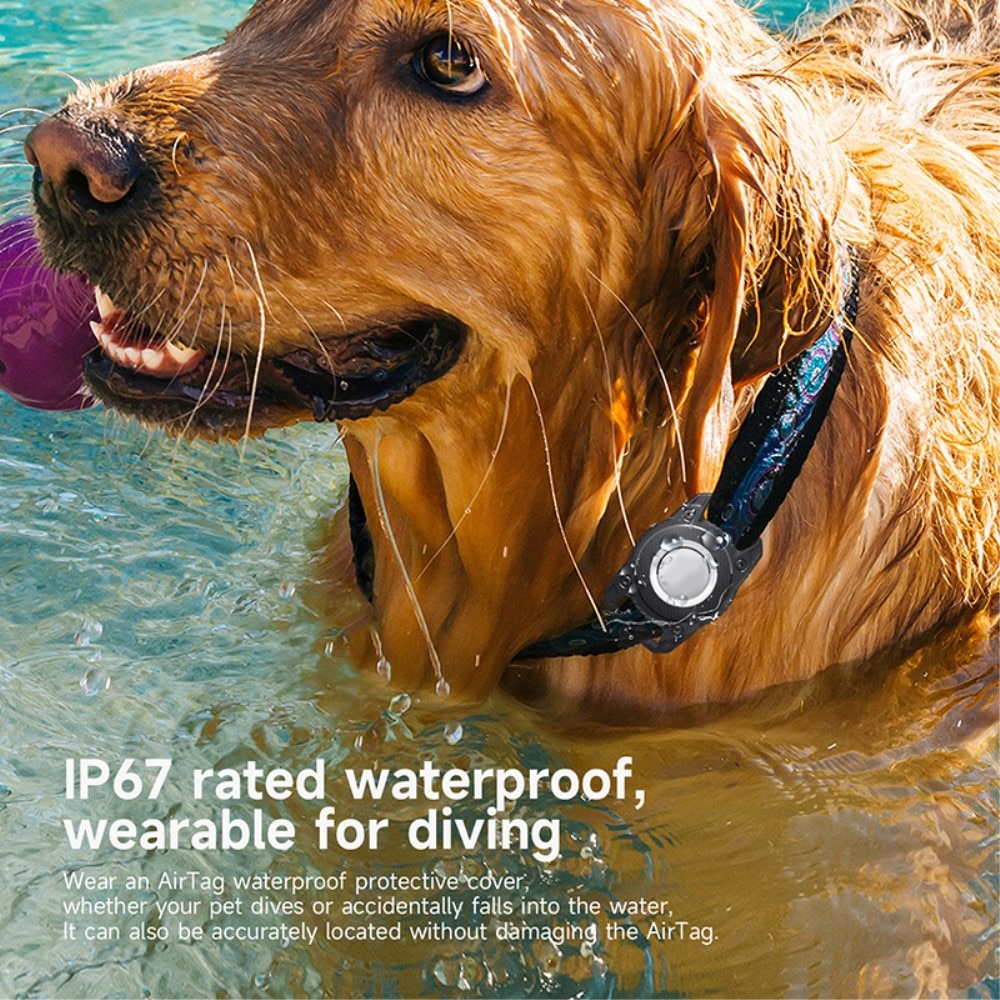 Funda para Apple AirTag resistente al agua para collar de perro, negro