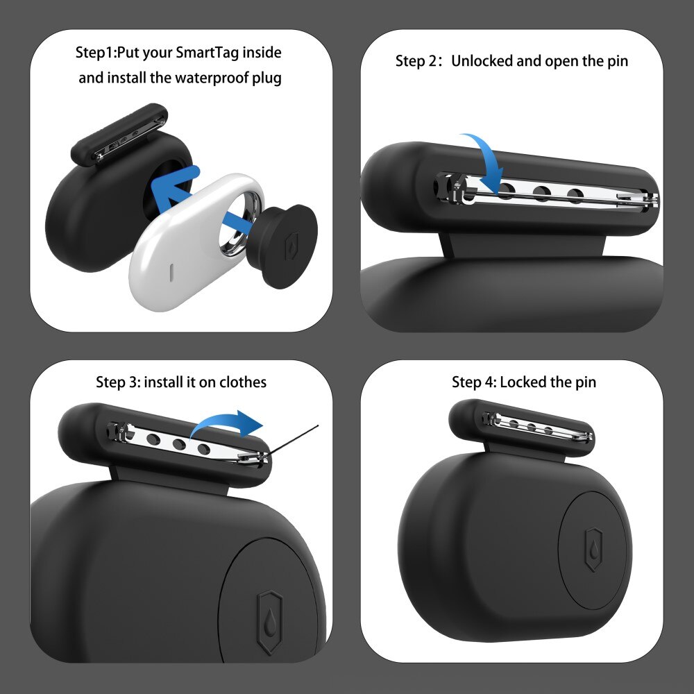 Funda de silicona con imperdible Samsung Galaxy SmartTag 2, negro