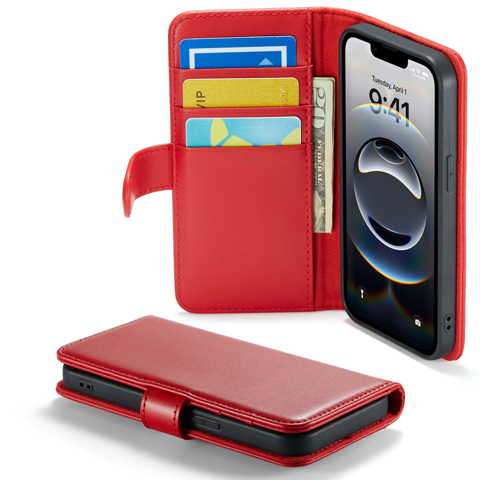 Funda de cuero genuino iPhone 12/iPhone 12 Pro, Rojo