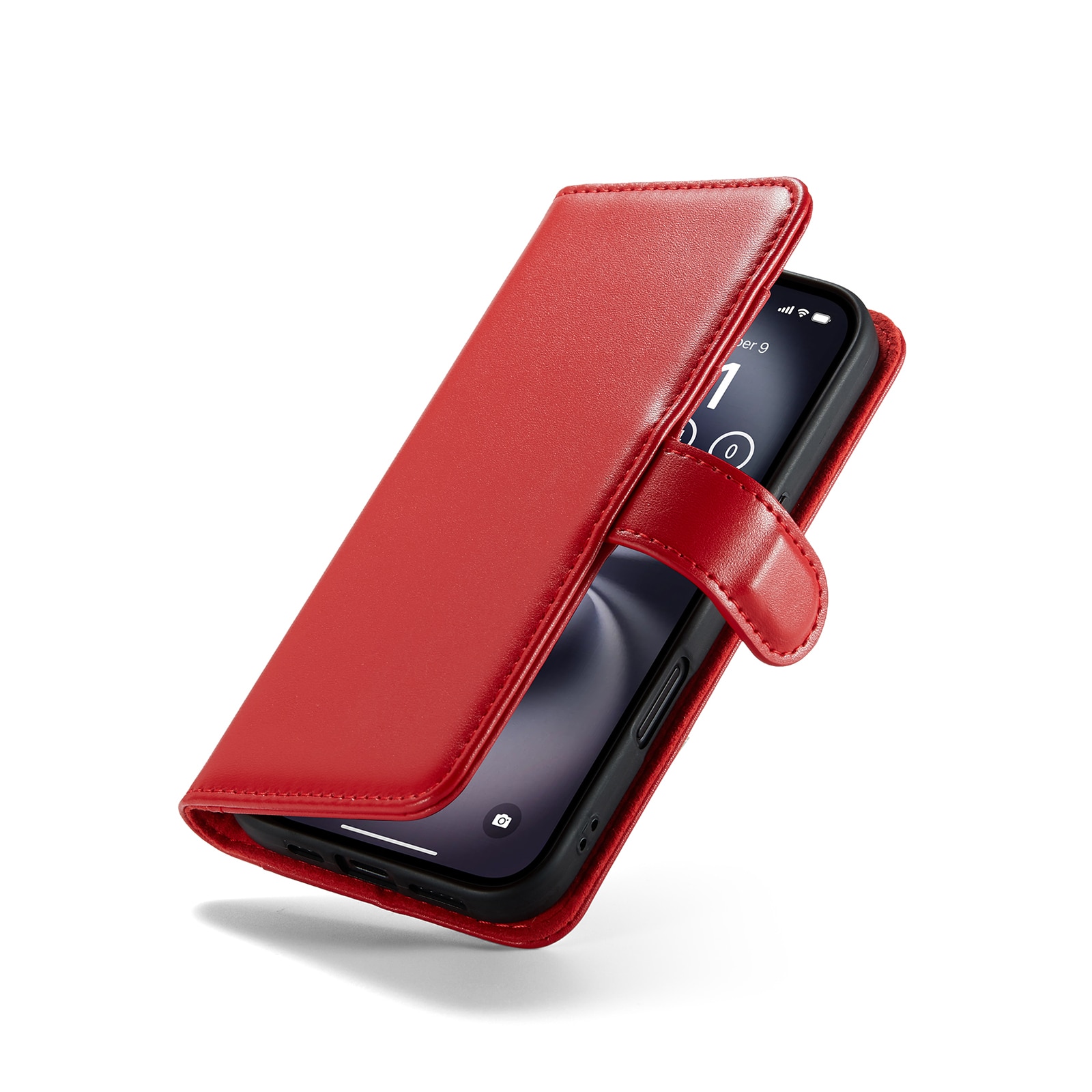 Funda de cuero genuino iPhone 16, Rojo