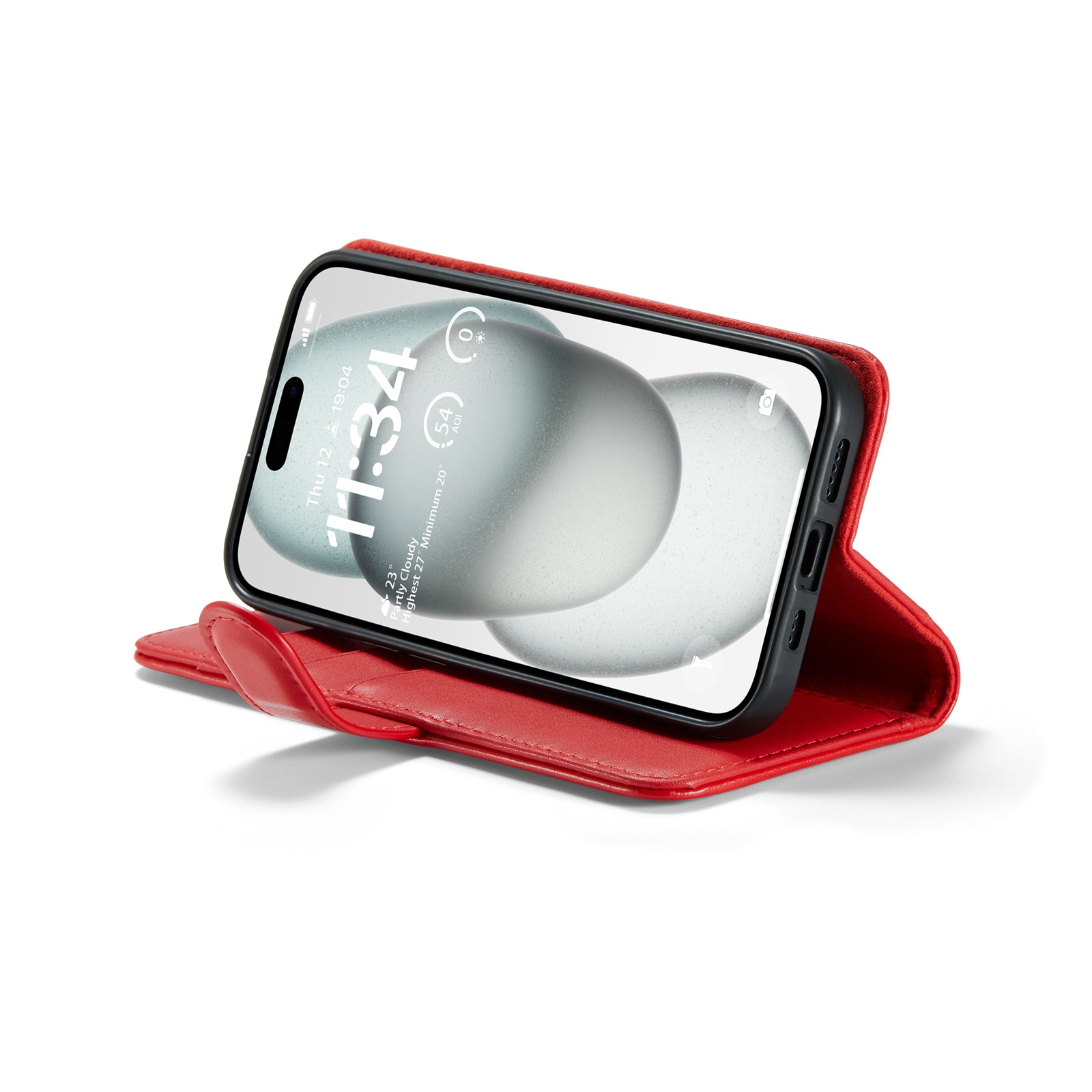 Funda de cuero genuino iPhone 13, Rojo