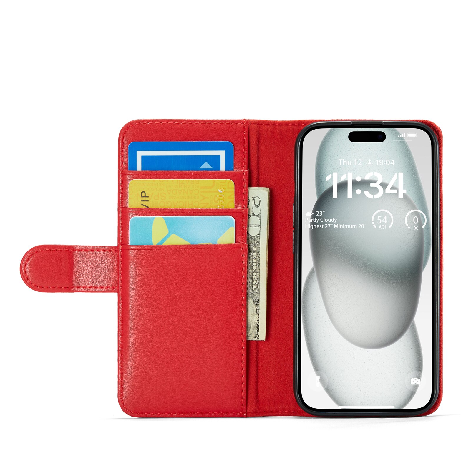 Funda de cuero genuino iPhone 13, Rojo