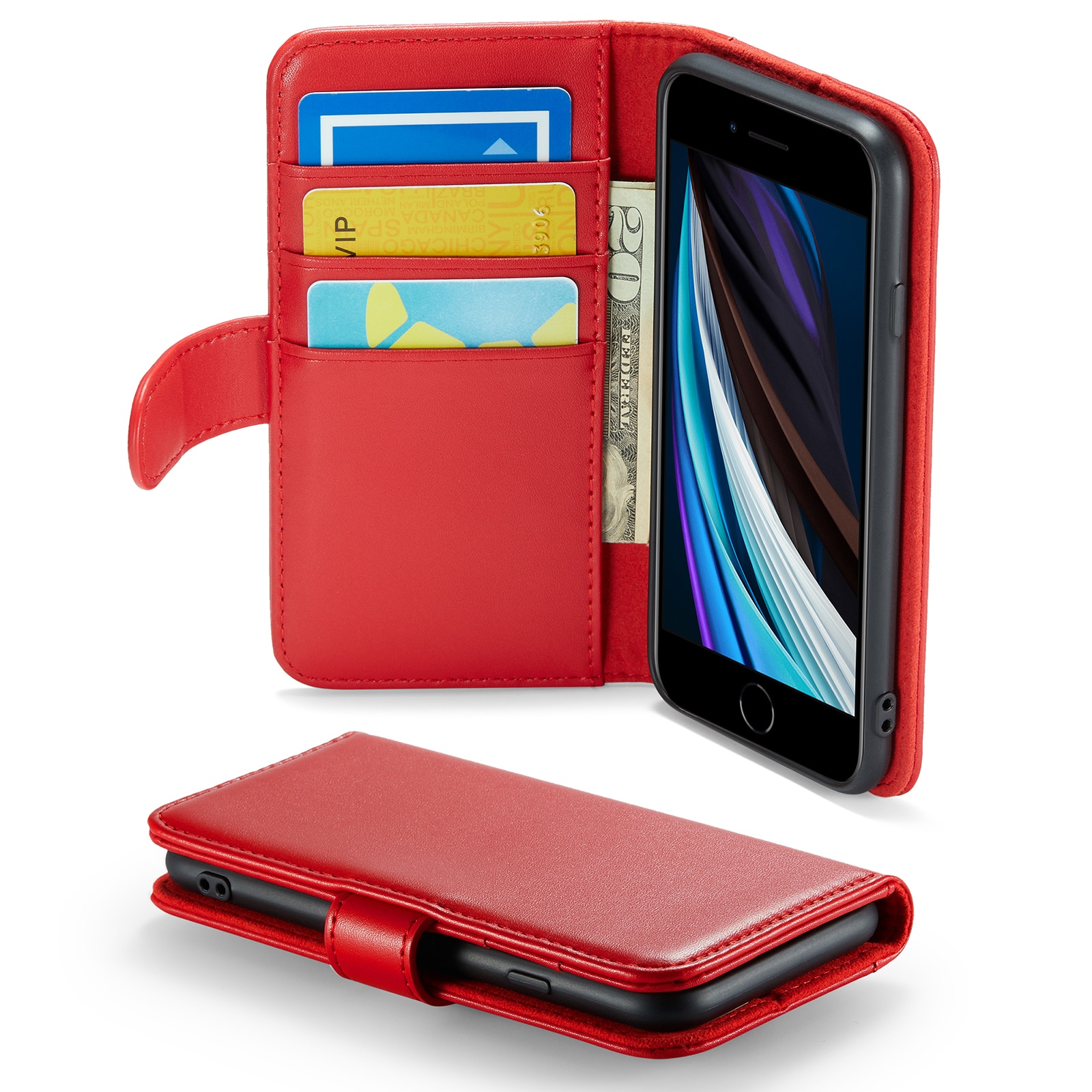 Funda de cuero genuino iPhone 7, Rojo