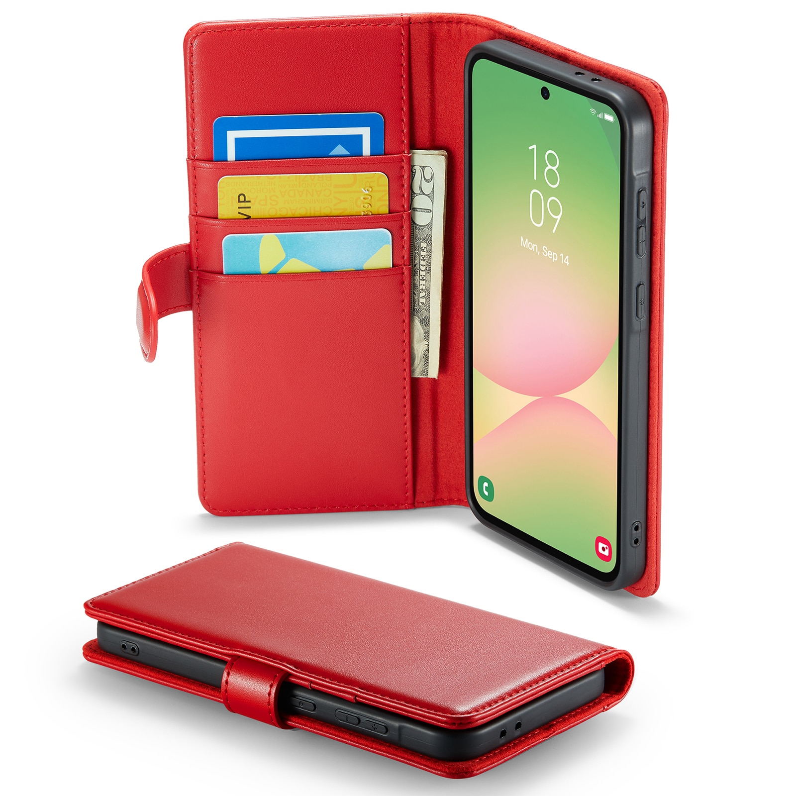 Funda de cuero genuino Samsung Galaxy A56, Rojo