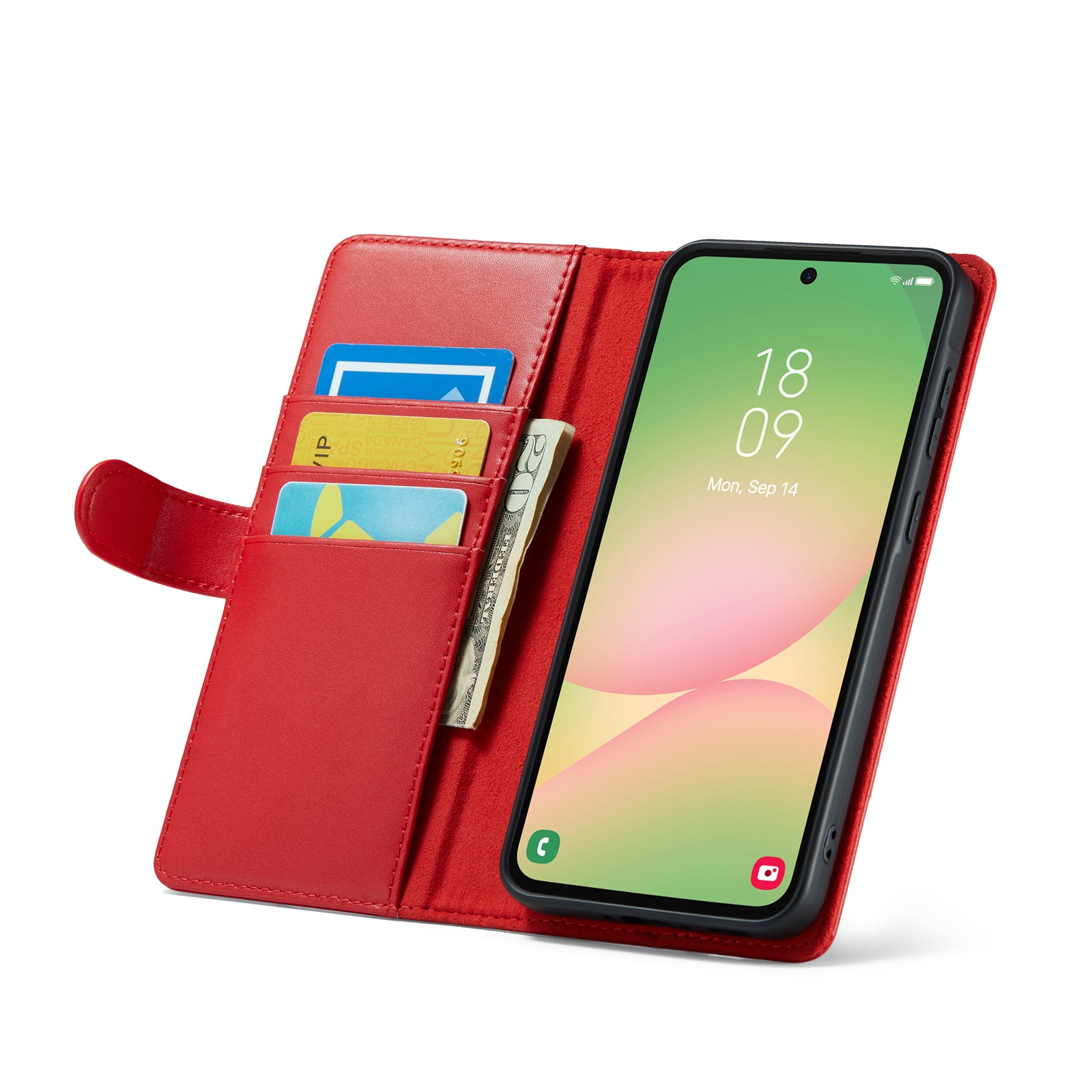 Funda de cuero genuino Samsung Galaxy A56, Rojo