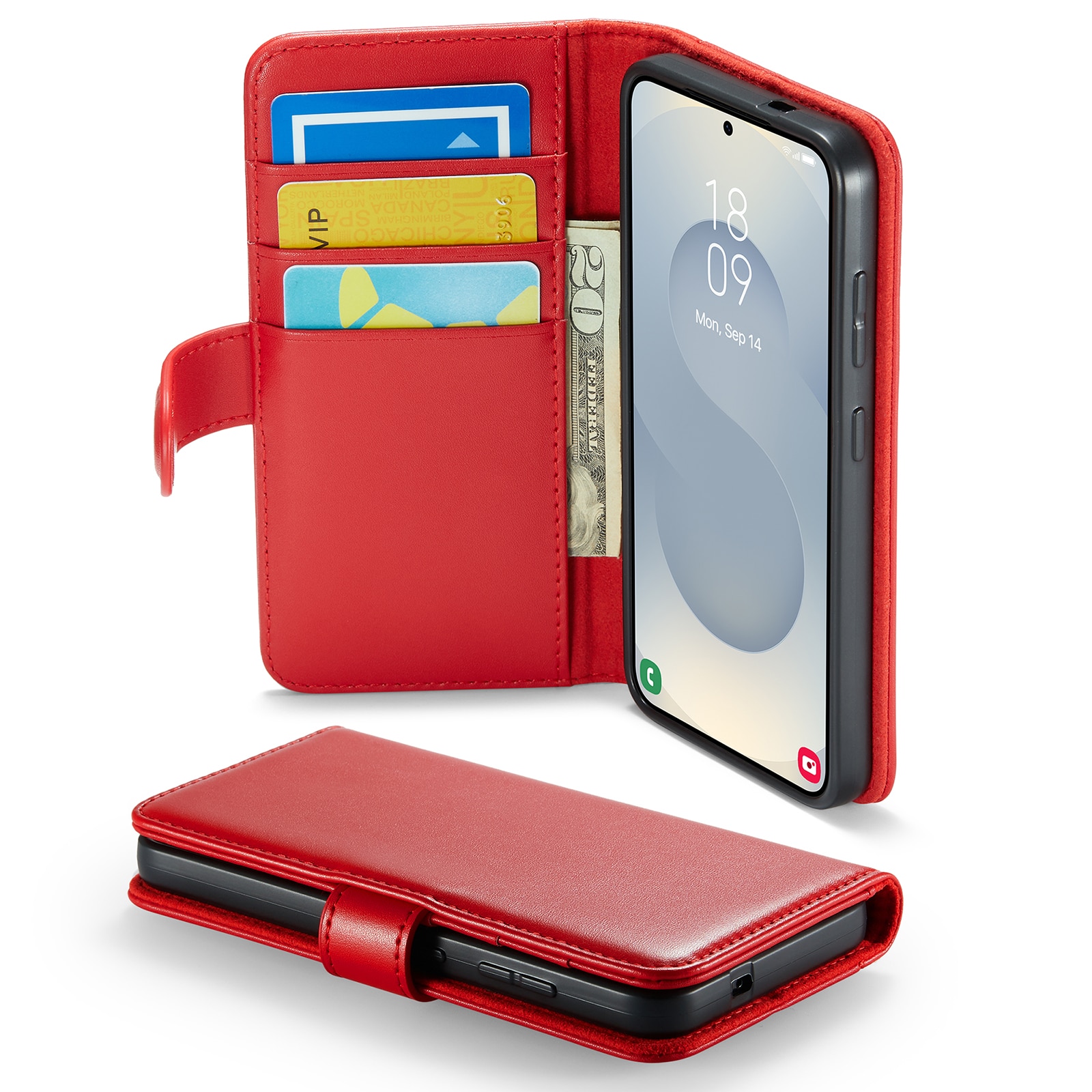 Funda de cuero genuino Samsung Galaxy A17, Rojo