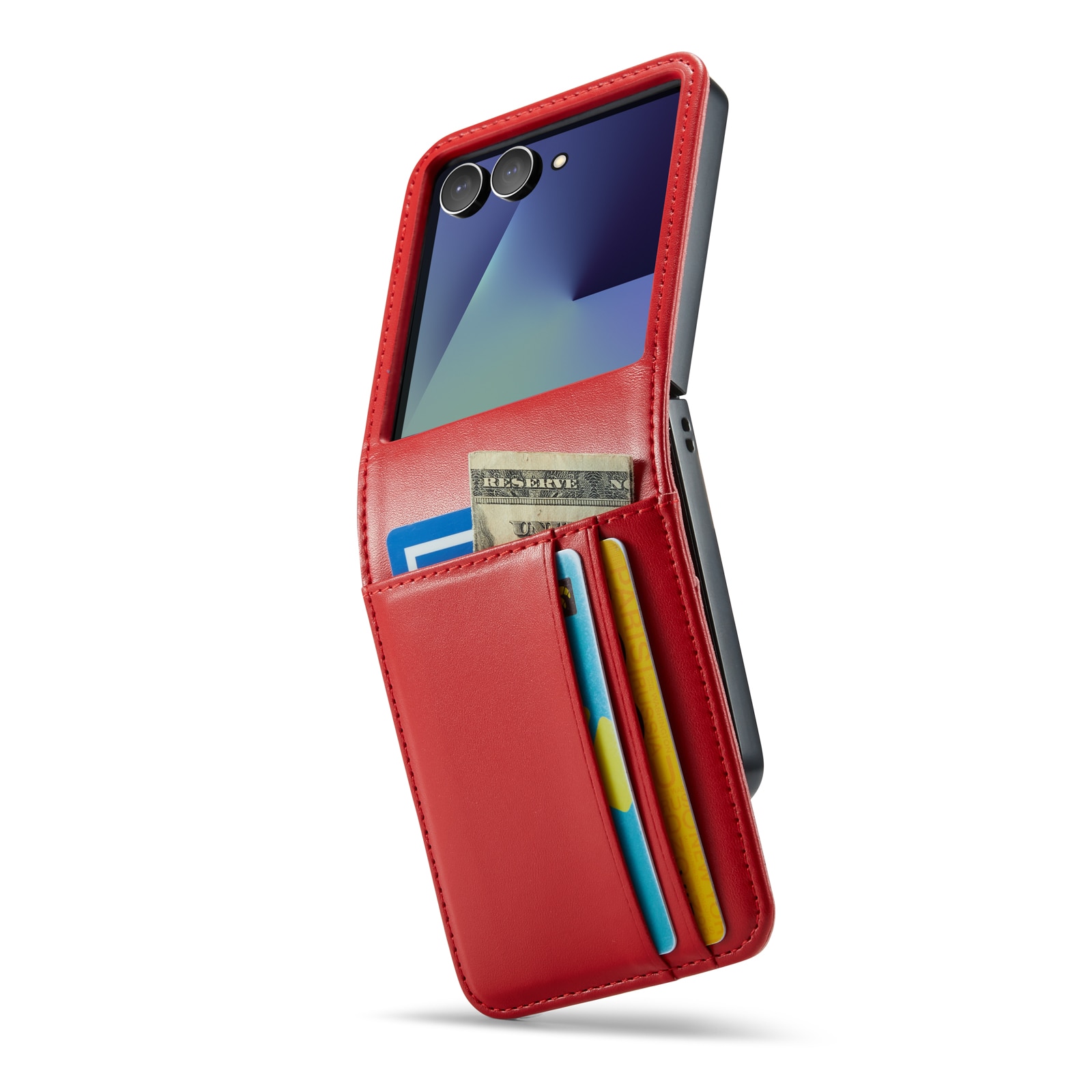 Funda de cuero genuino Samsung Galaxy Z Flip 7, Rojo