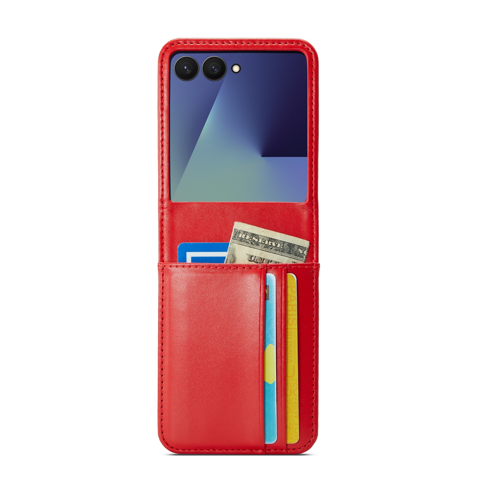 Funda de cuero genuino Samsung Galaxy Z Flip 7, Rojo