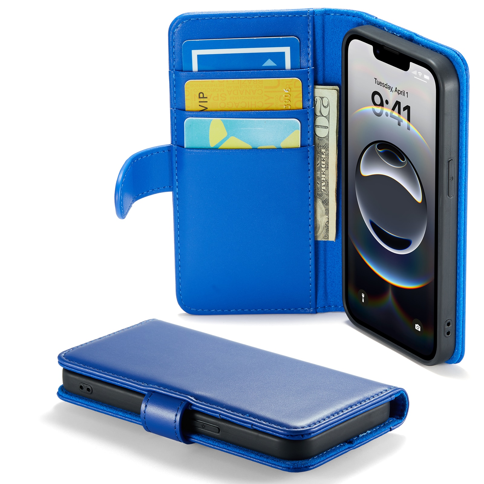 Funda de cuero genuino iPhone 16e, Azul