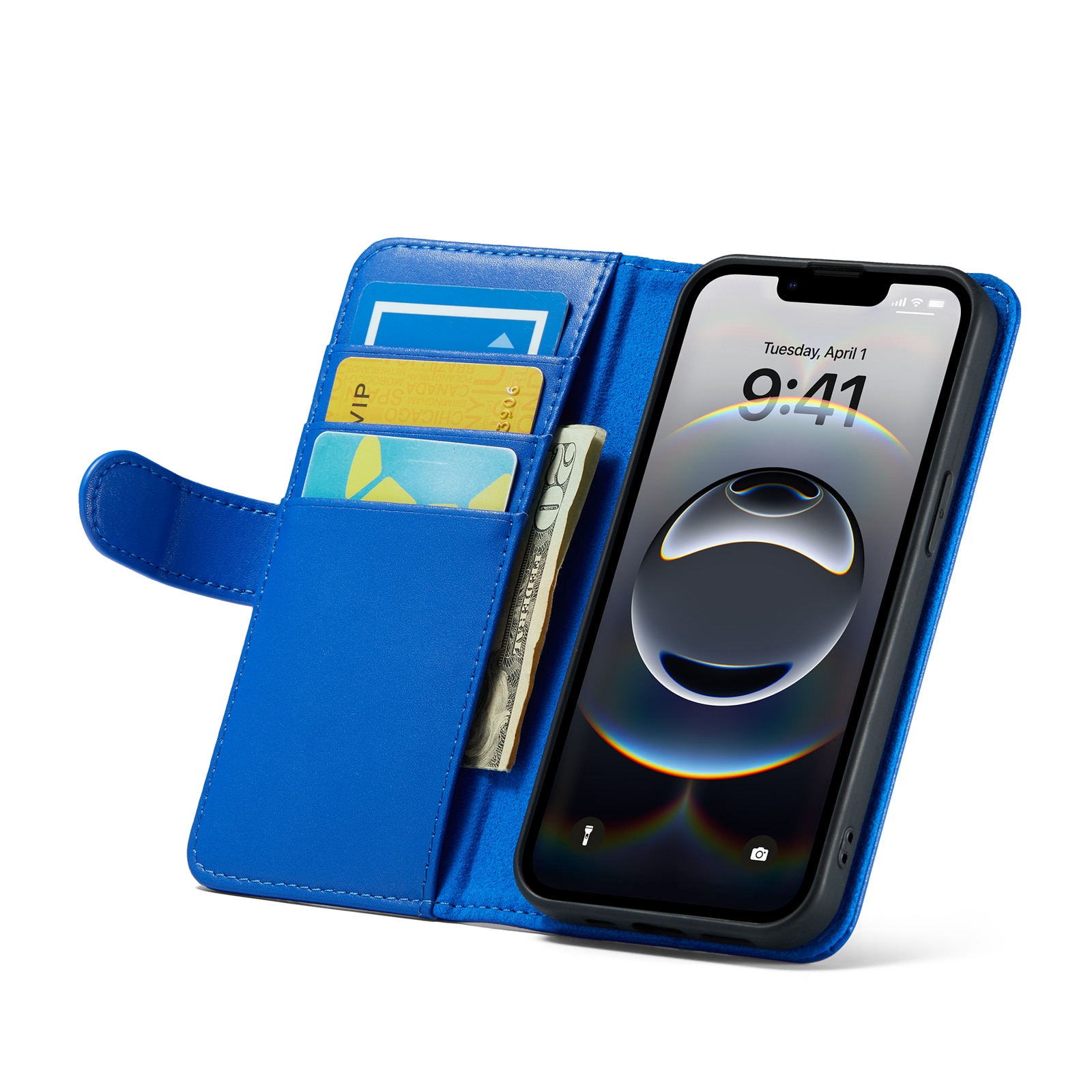 Funda de cuero genuino iPhone 16e, Azul