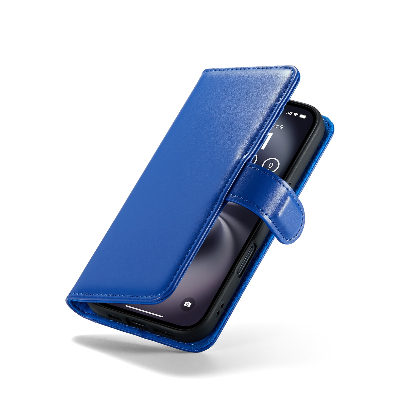 Funda de cuero genuino iPhone 16, Azul