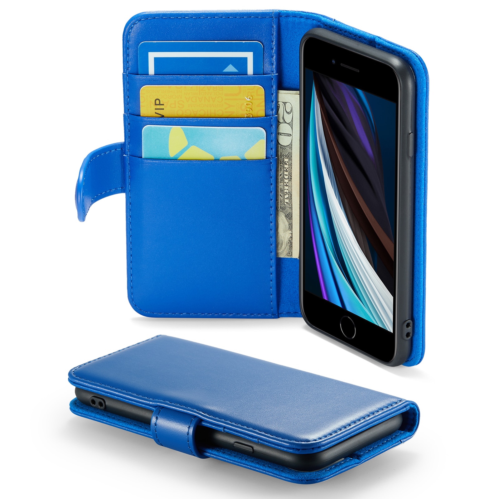 Funda de cuero genuino iPhone 7, Azul