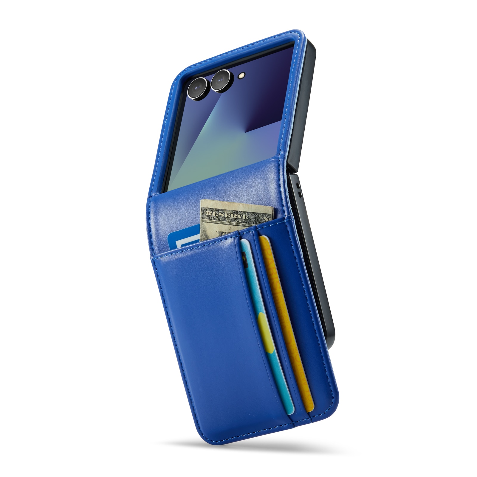 Funda de cuero genuino Samsung Galaxy Z Flip 7, Azul