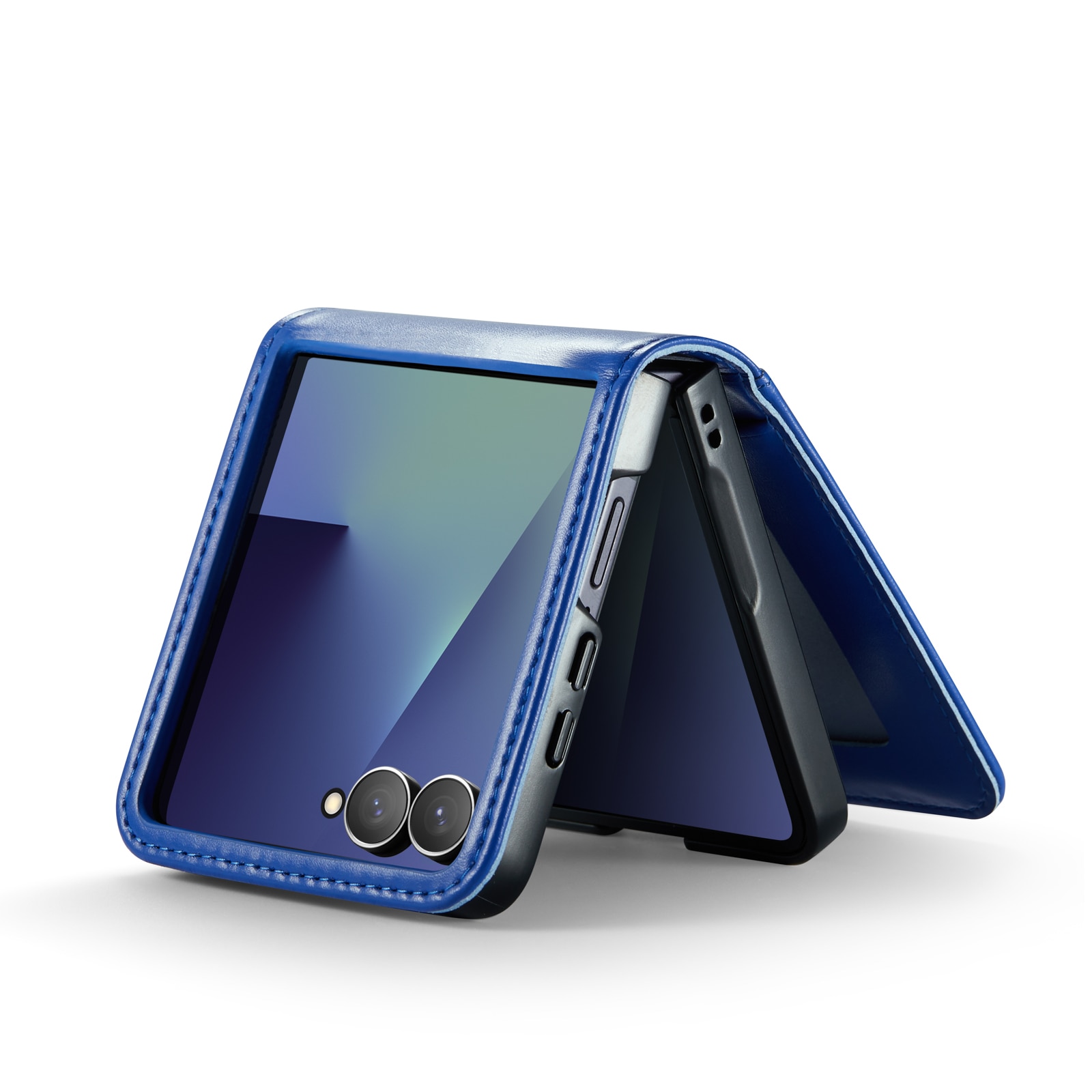 Funda de cuero genuino Samsung Galaxy Z Flip 7, Azul