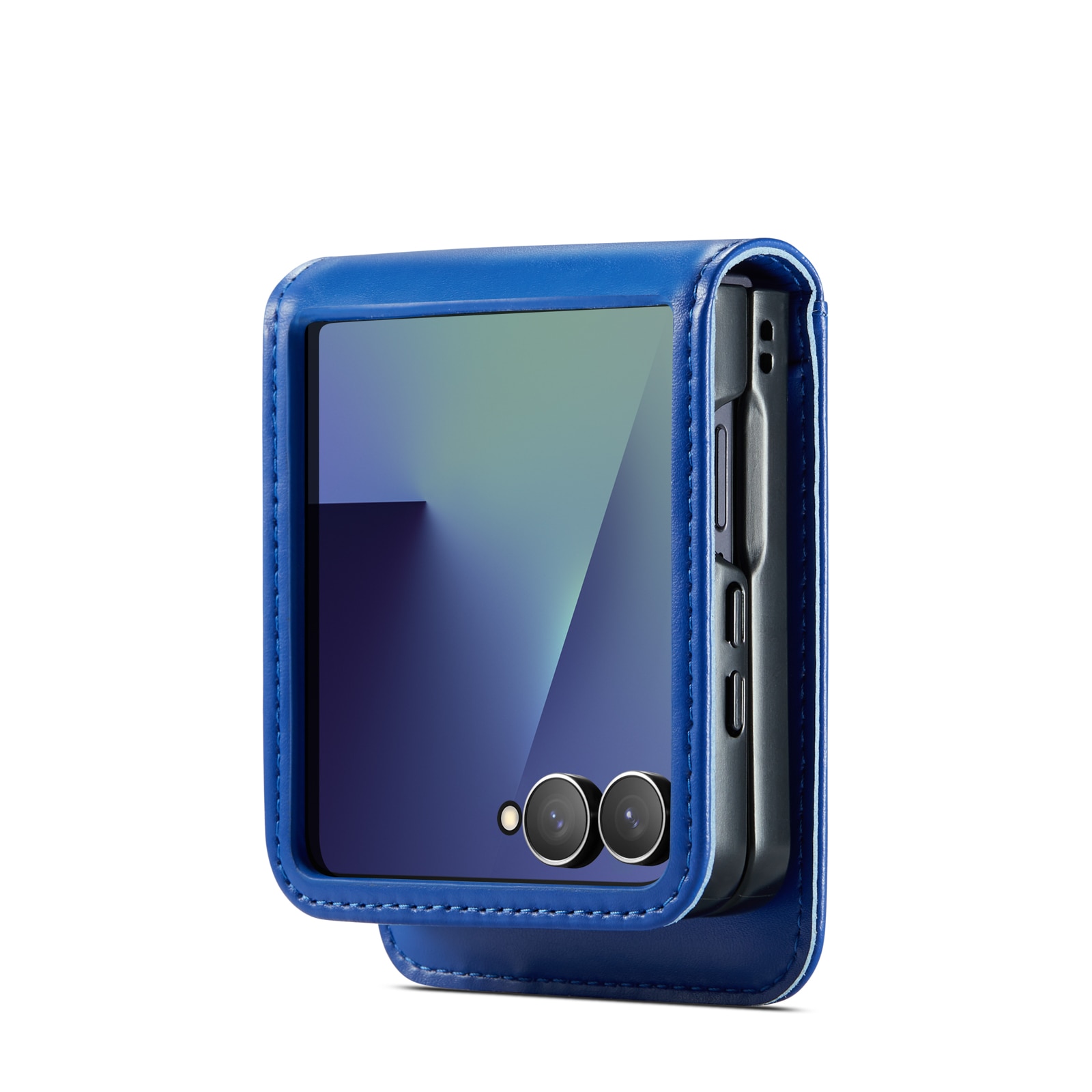 Funda de cuero genuino Samsung Galaxy Z Flip 7, Azul