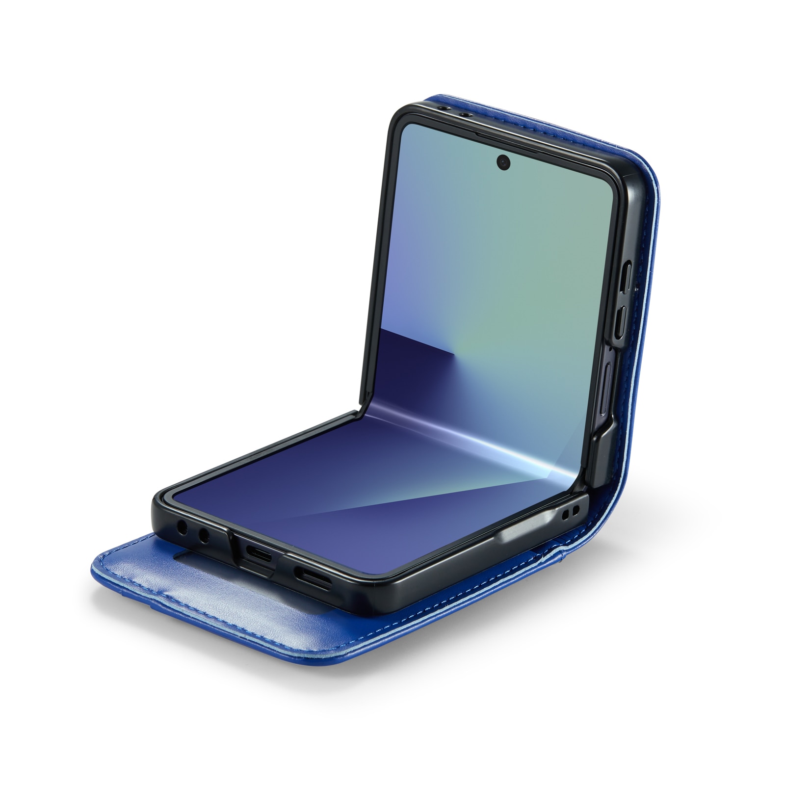 Funda de cuero genuino Samsung Galaxy Z Flip 7, Azul