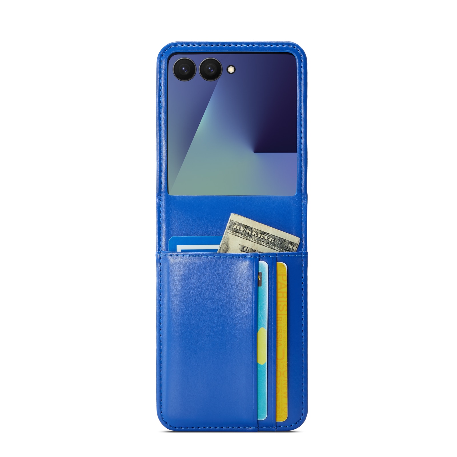 Funda de cuero genuino Samsung Galaxy Z Flip 7, Azul