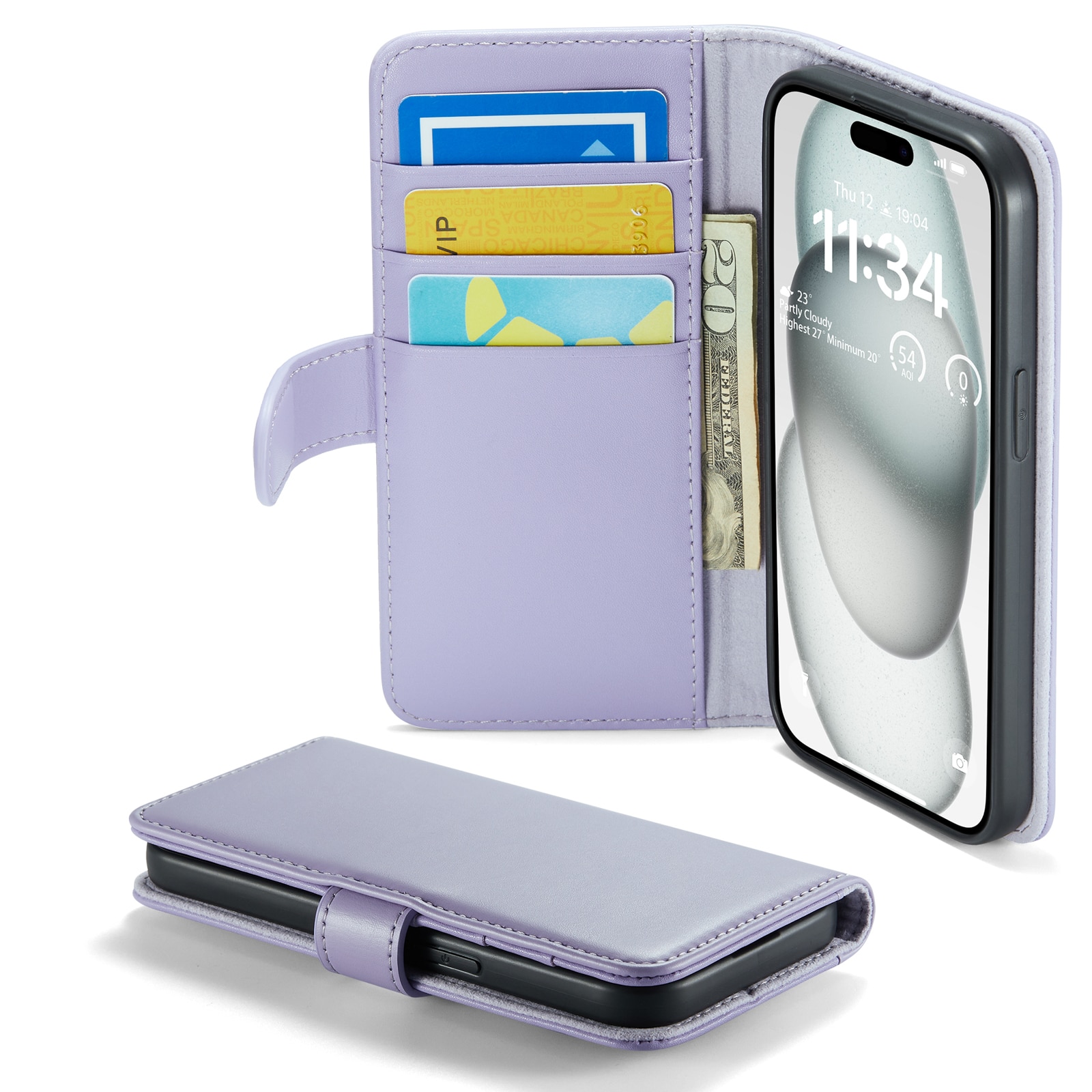 Funda de cuero genuino iPhone 13, Púrpura