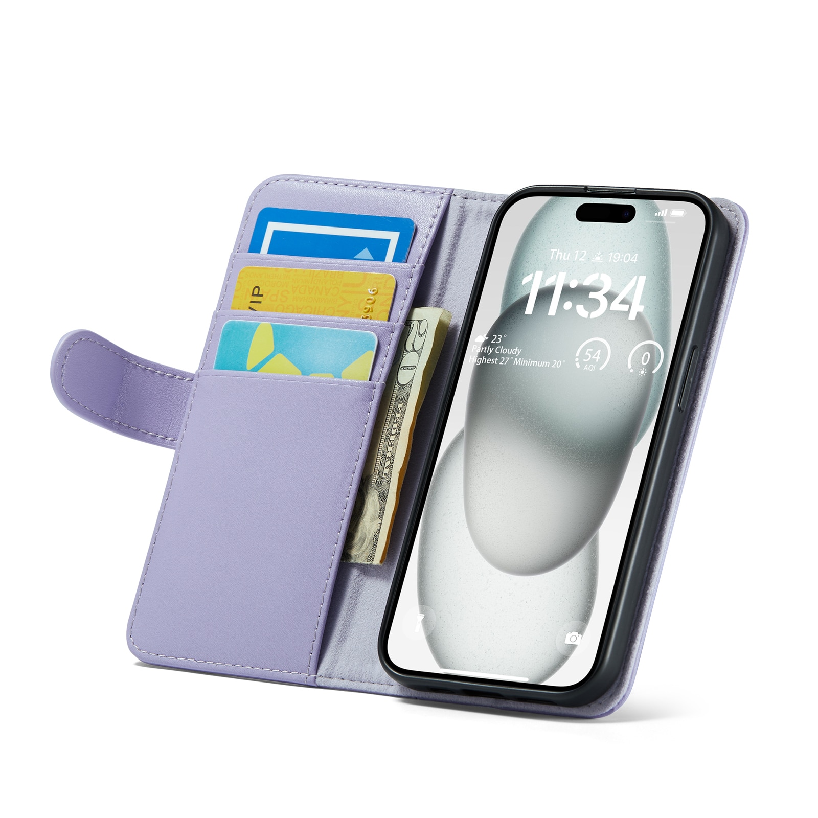 Funda de cuero genuino iPhone 13, Púrpura