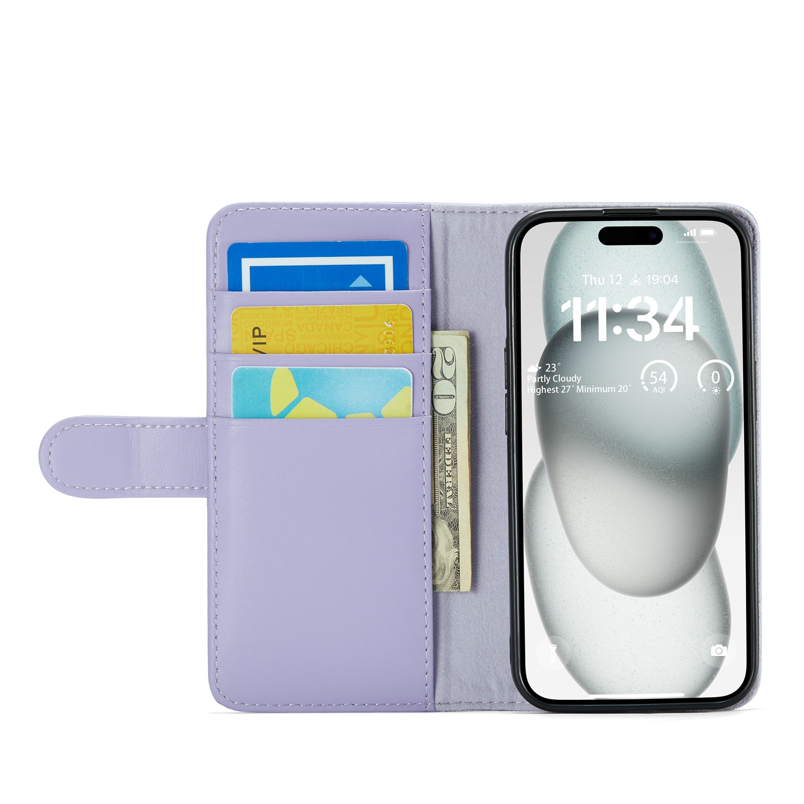 Funda de cuero genuino iPhone 13, Púrpura