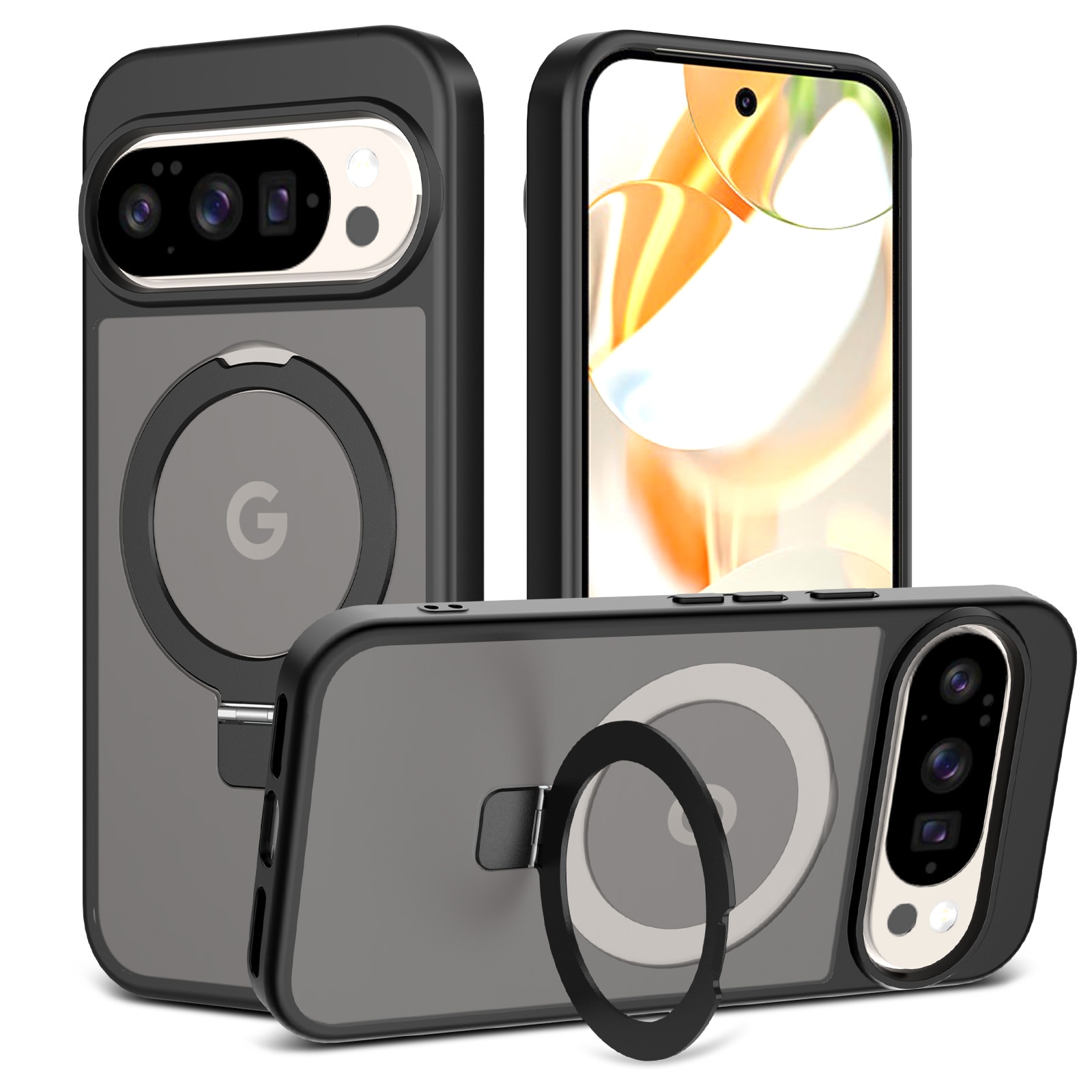 Funda híbrida Magnetic Ring Google Pixel 9 Negro