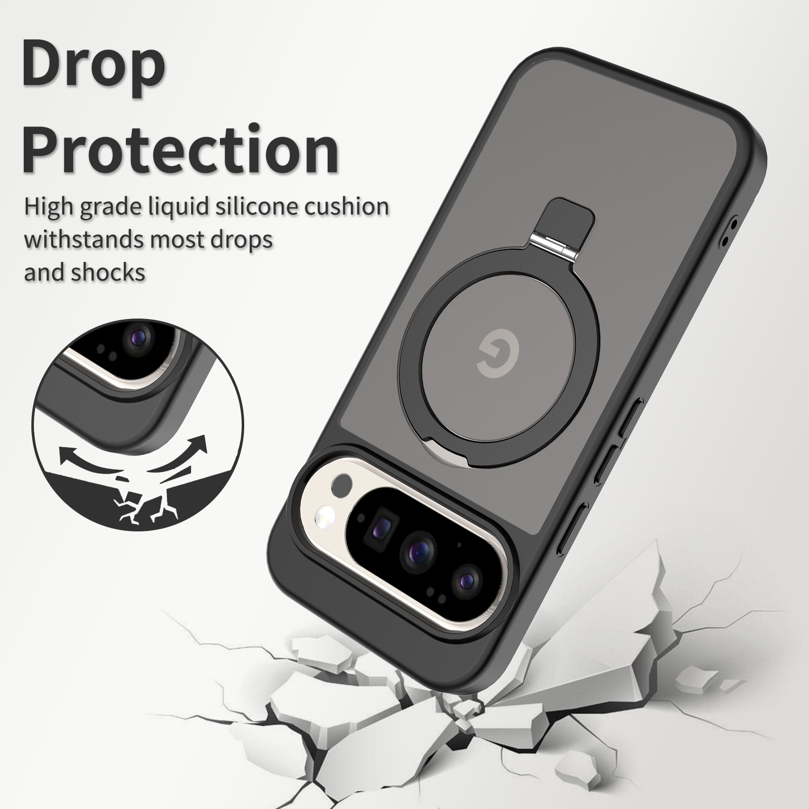 Funda híbrida Magnetic Ring Google Pixel 9 Negro