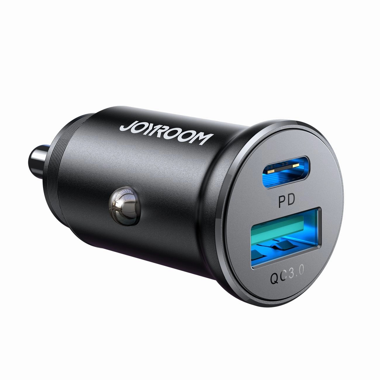 JR-CCN05 Mini Cargador de coche USB-C + USB-A 30W, negro