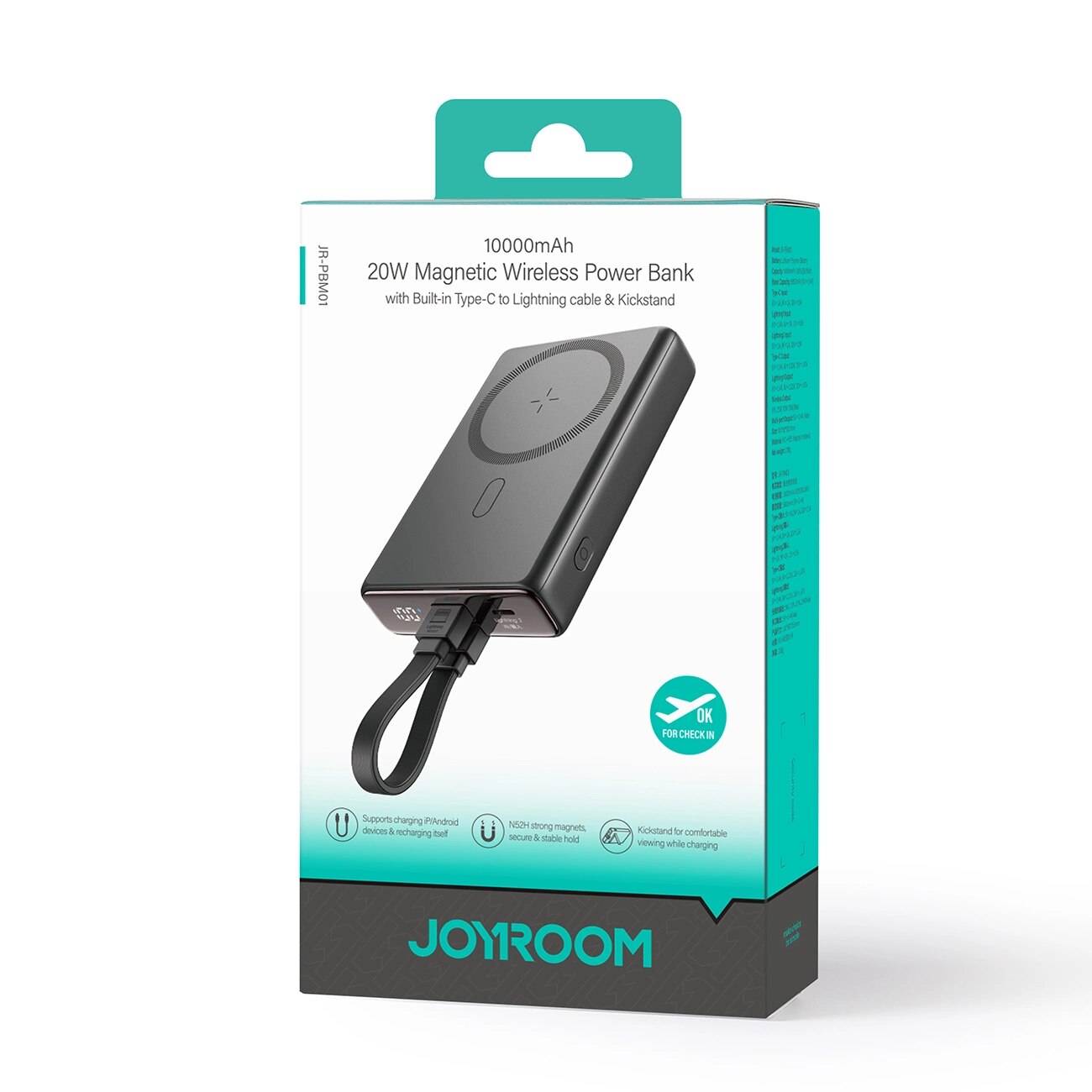Powerbank con MagSafe 10000 mAh USB-C + Lightning, negro