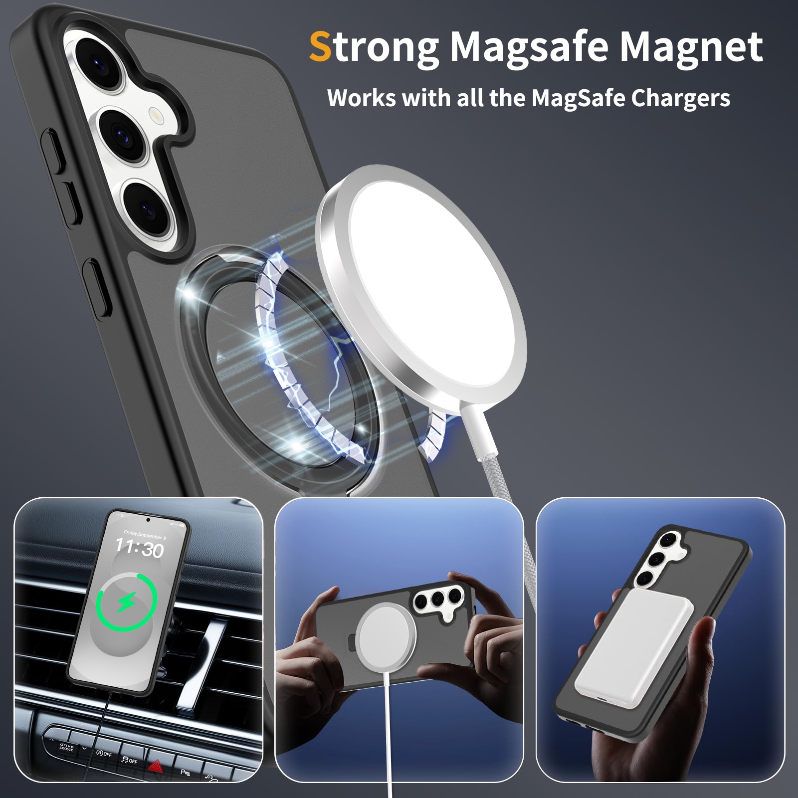 Funda híbrida Magnetic Ring Samsung Galaxy S25 FE Negro
