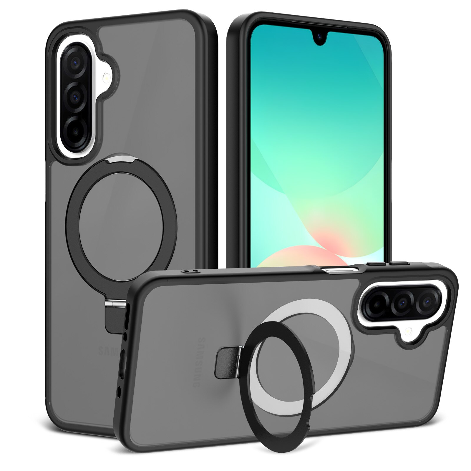 Funda híbrida Magnetic Ring Samsung Galaxy A17 Negro