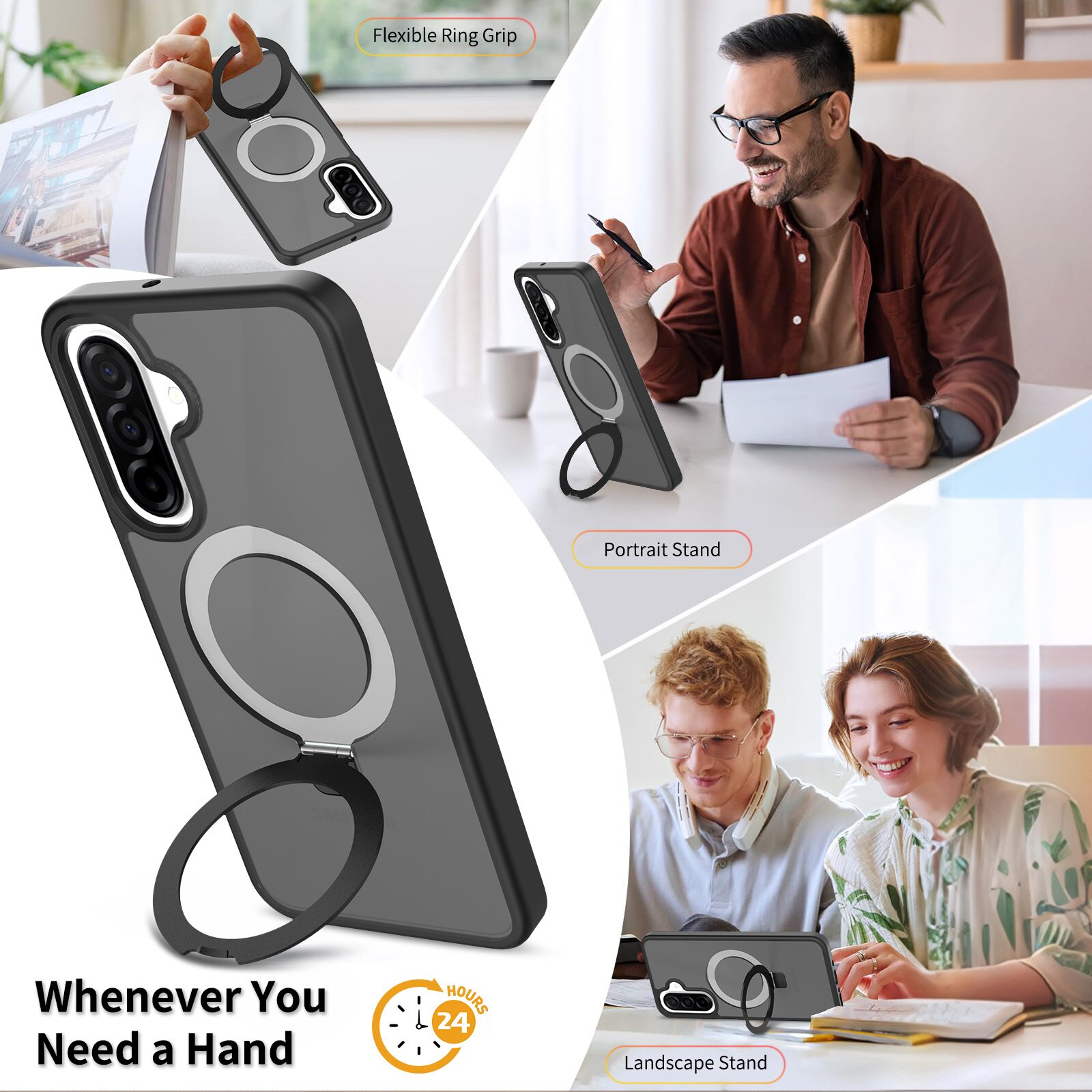 Funda híbrida Magnetic Ring Samsung Galaxy A17 Negro