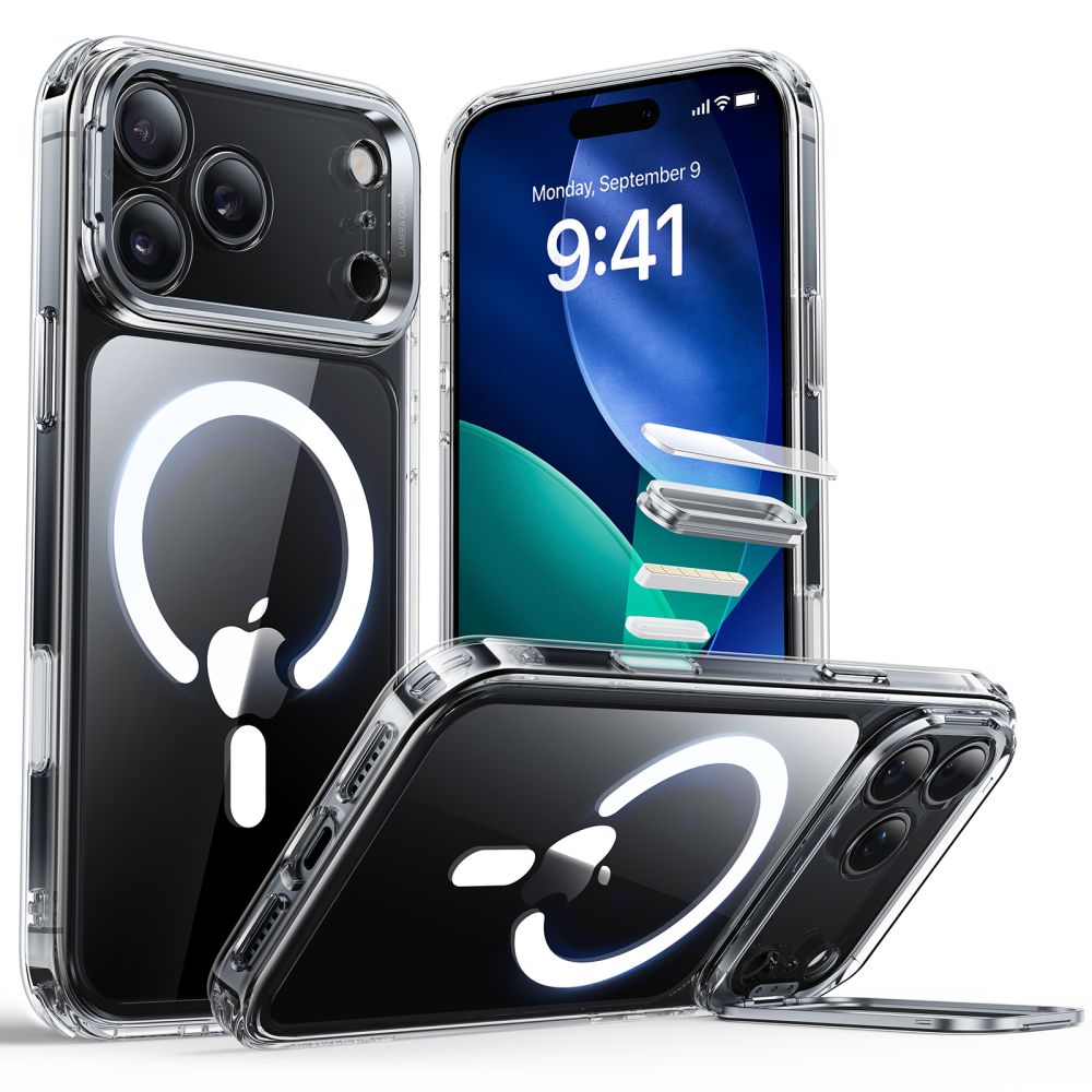 Classic Kickstand Halolock MagSafe iPhone 17 Pro Max Transparente
