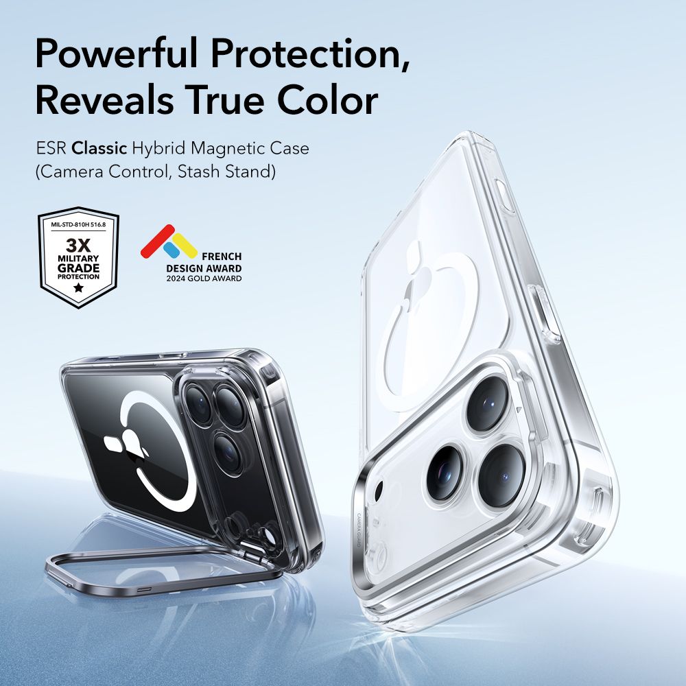 Classic Kickstand Halolock MagSafe iPhone 17 Pro Max Transparente