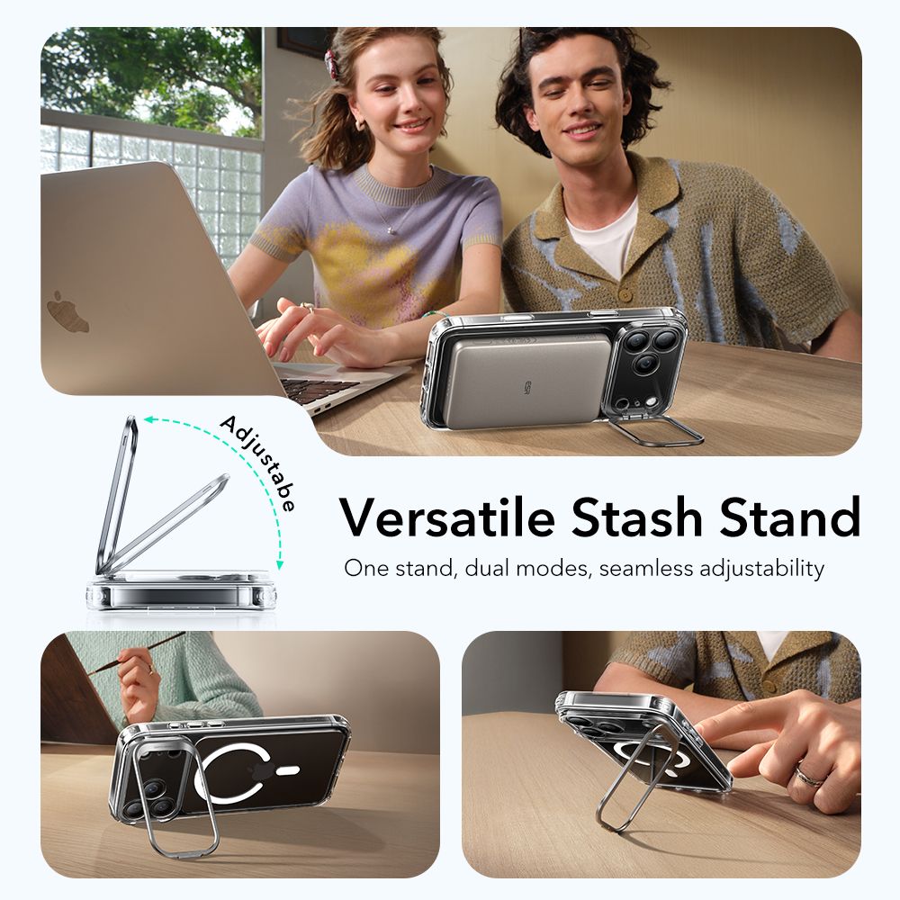 Classic Kickstand Halolock MagSafe iPhone 17 Pro Max Transparente
