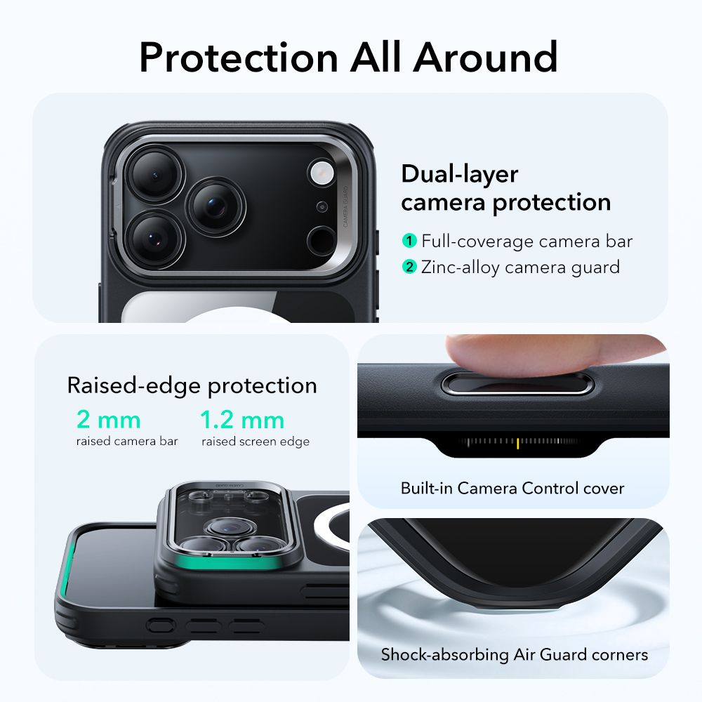 Classic Kickstand Halolock MagSafe iPhone 17 Pro Max Negro/transparente