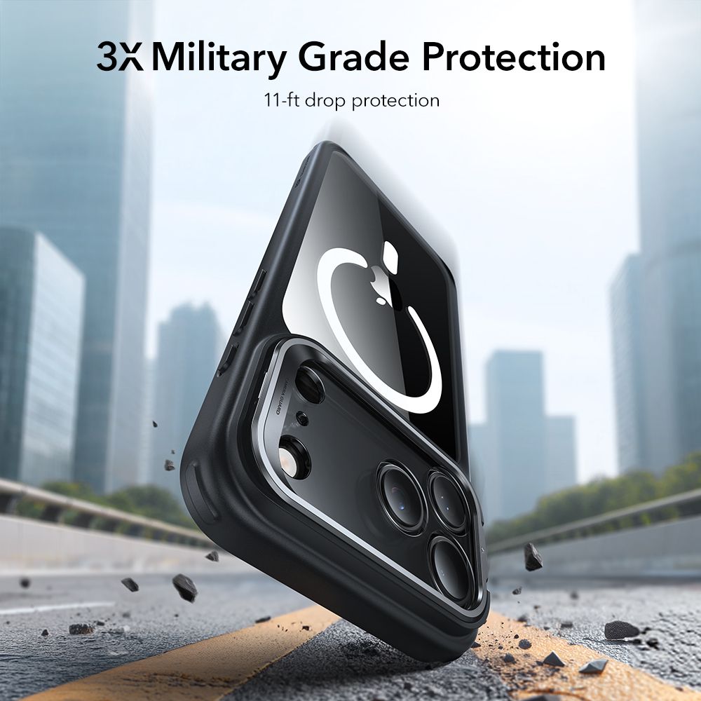 Classic Kickstand Halolock MagSafe iPhone 17 Pro Max Negro/transparente