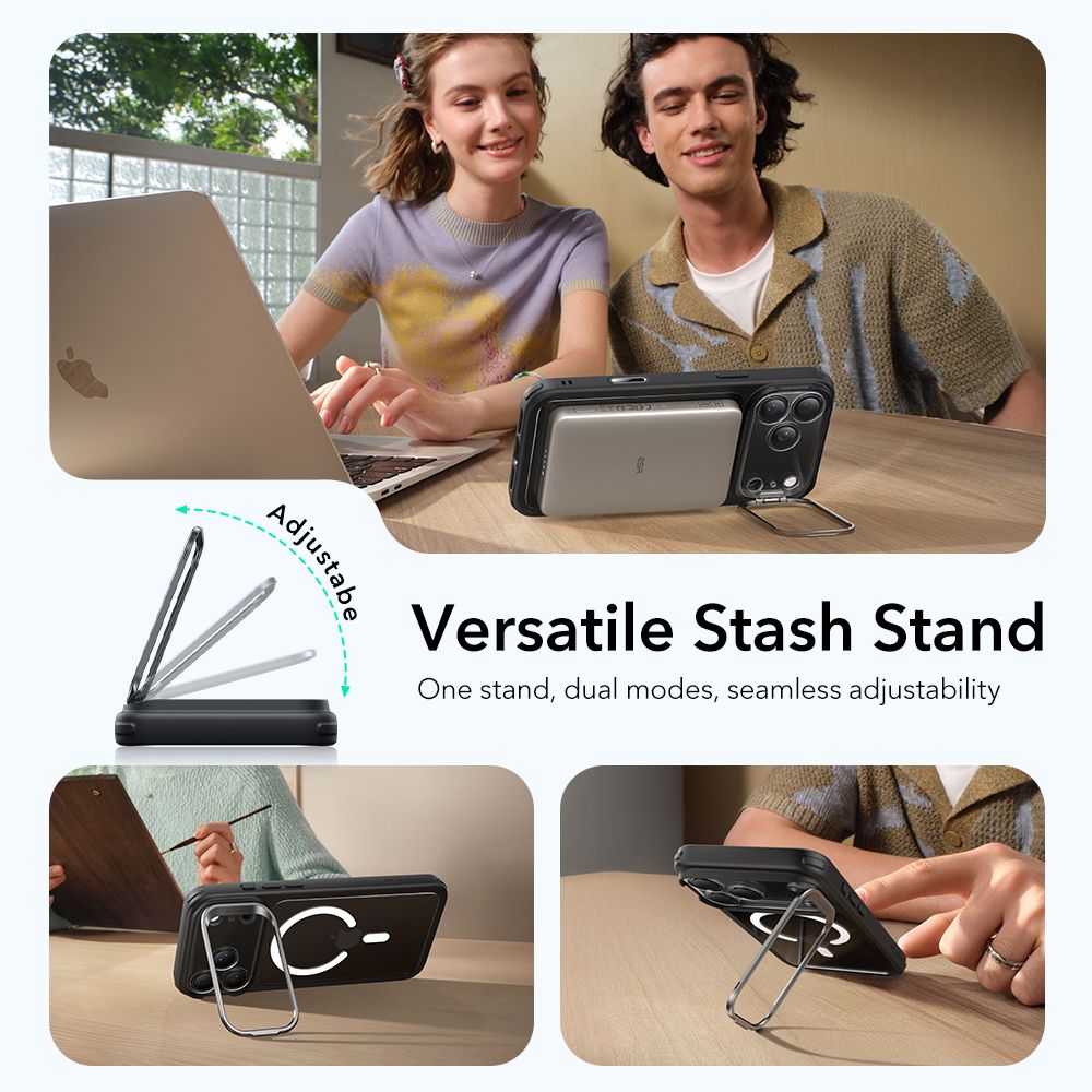 Classic Kickstand Halolock MagSafe iPhone 17 Pro Max Negro/transparente