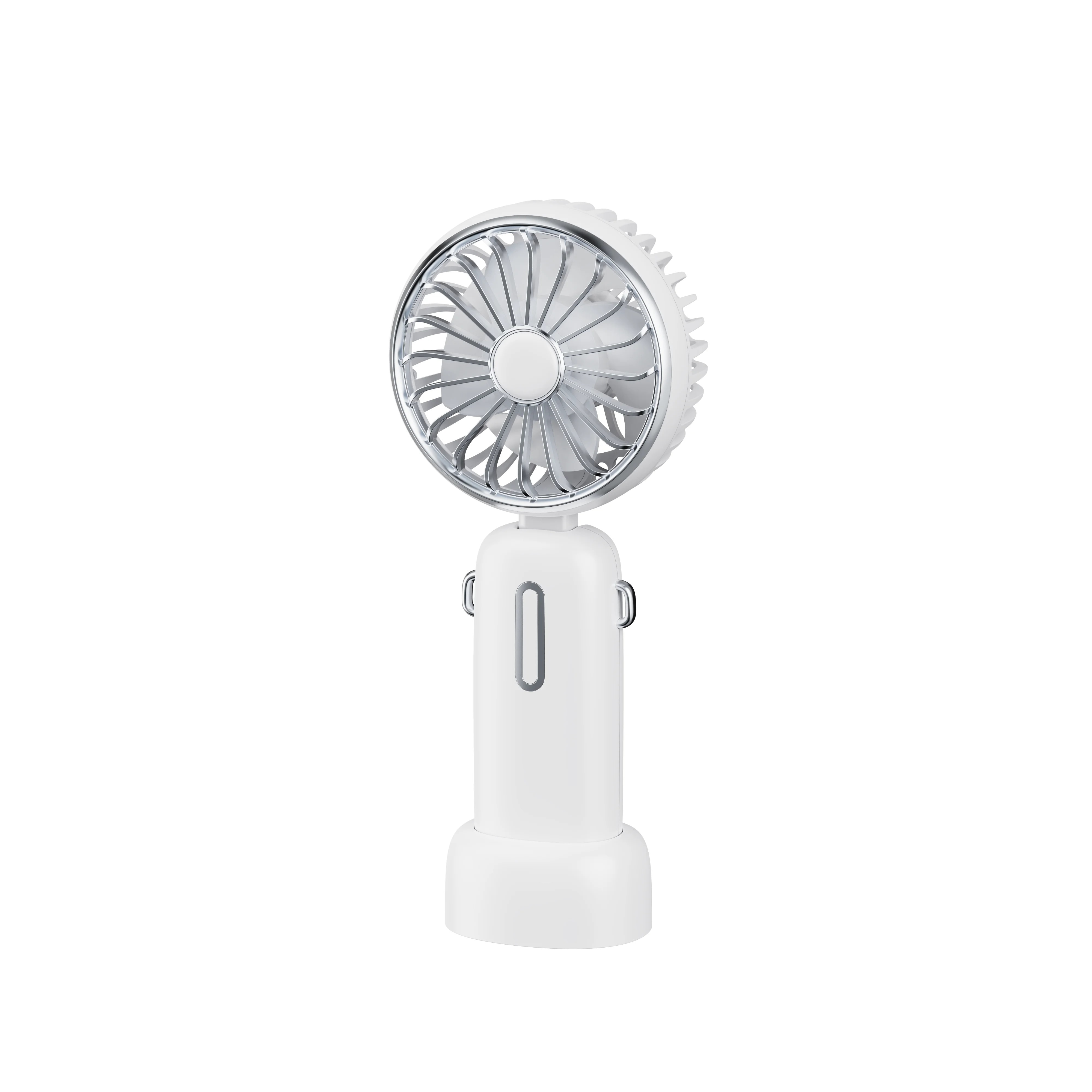 Ventilador portátil con correa y soporte, blanco