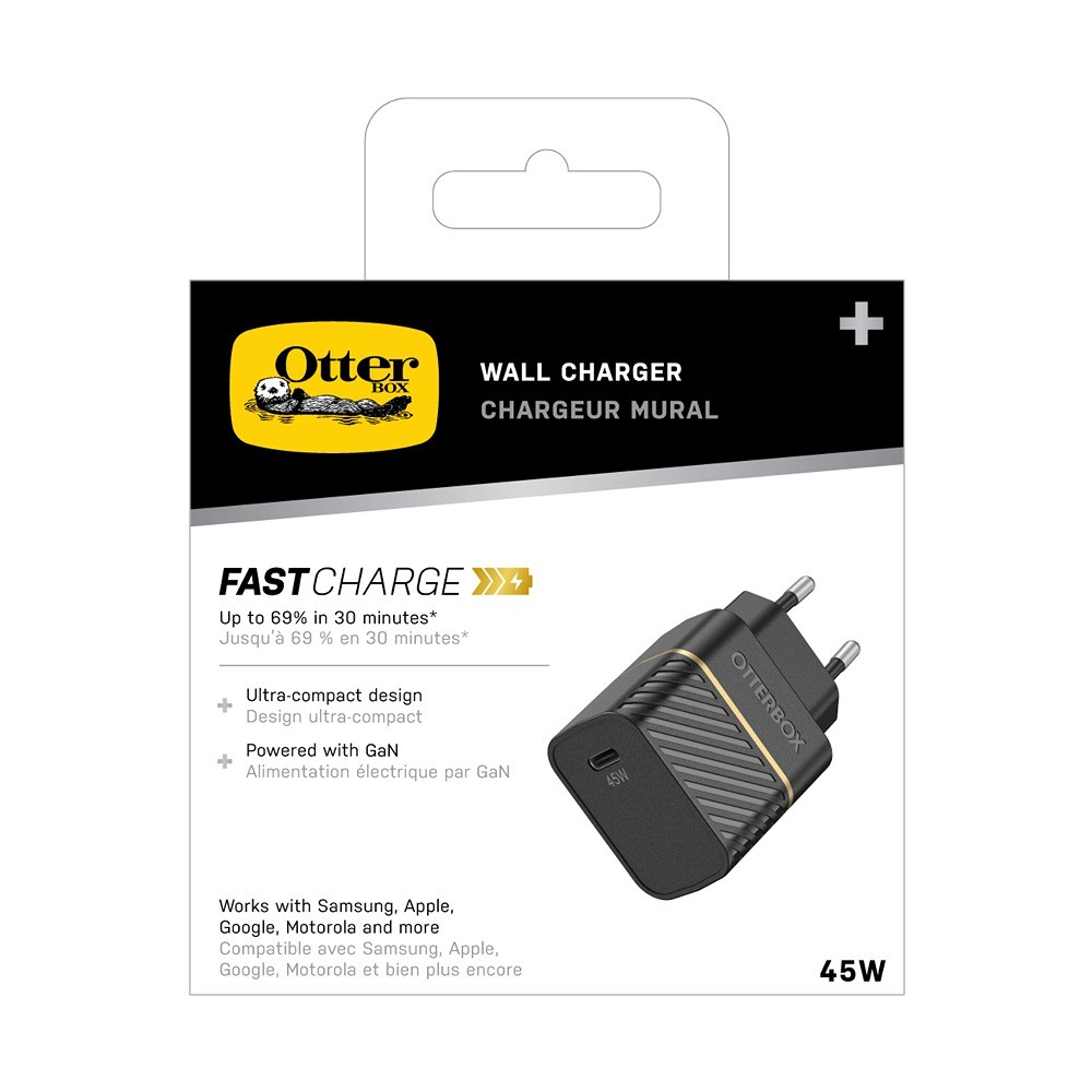 Adaptador de corriente 45W USB-C GaN PD negro