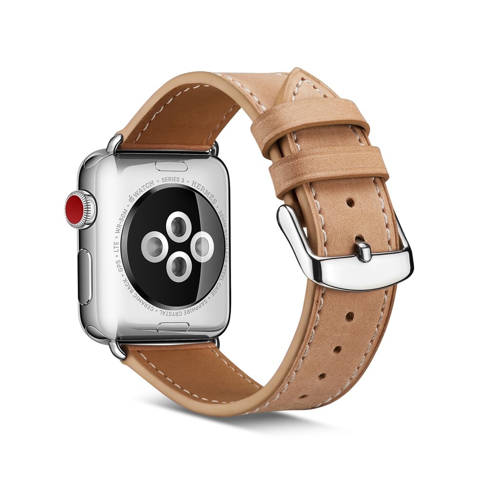 Correa de Piel Apple Watch 45mm Series 7 khaki