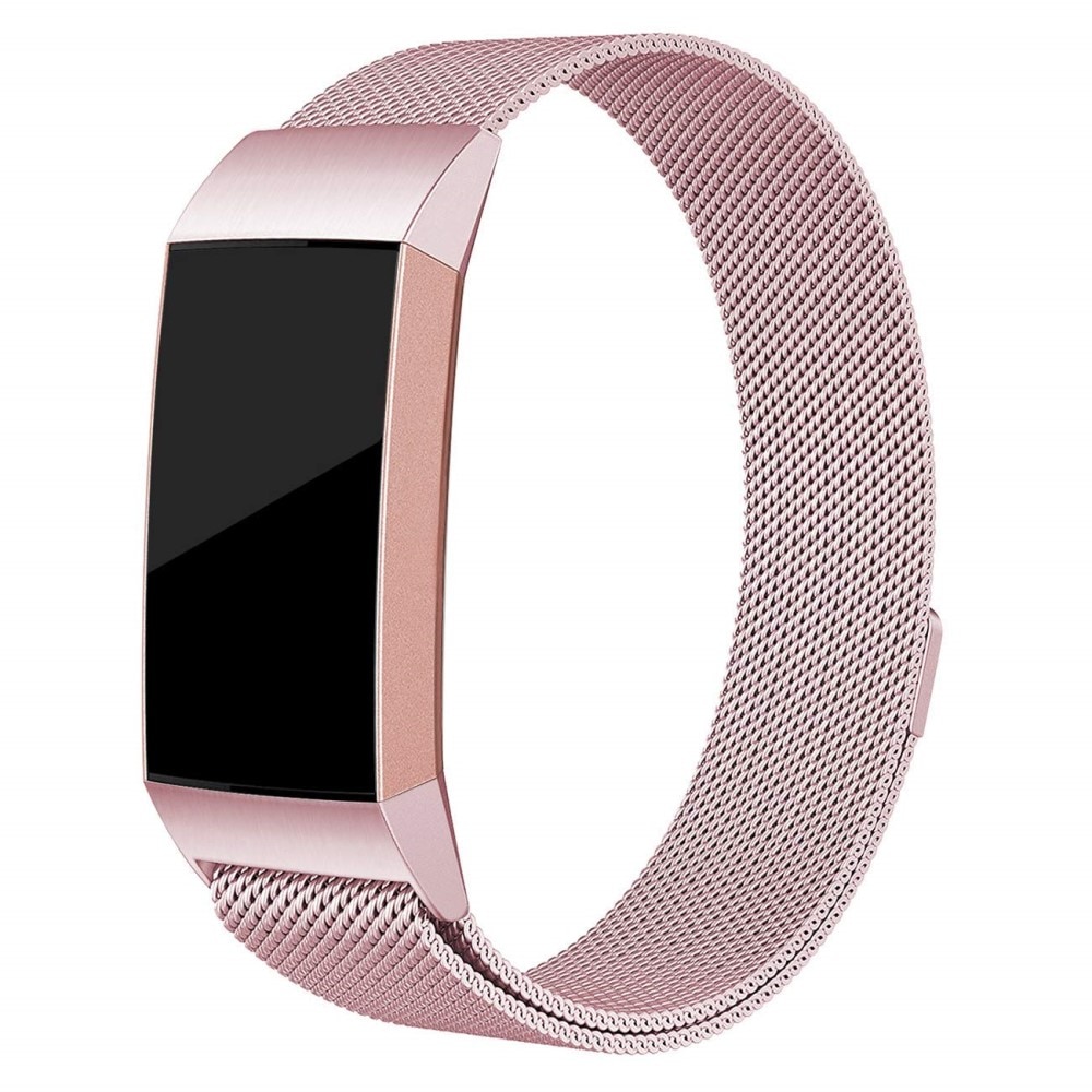 Pulsera milanesa para Fitbit Charge 3/4, rosa dorado