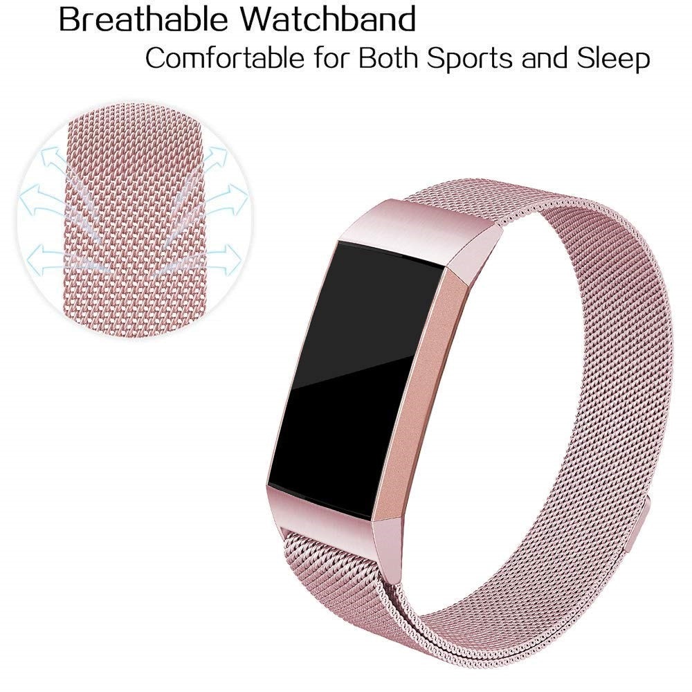 Pulsera milanesa para Fitbit Charge 3/4, rosa dorado