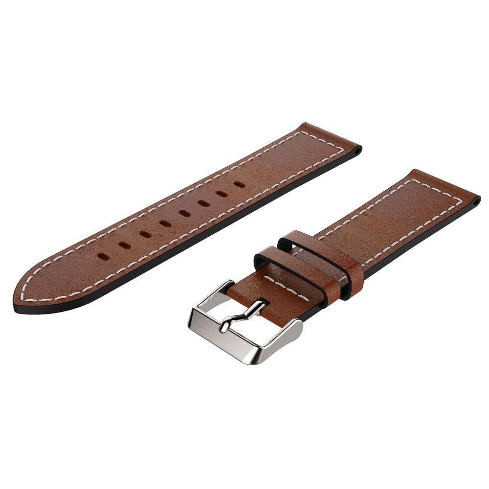 Correa de Piel Amazfit GTS 4 Mini coñac/plata