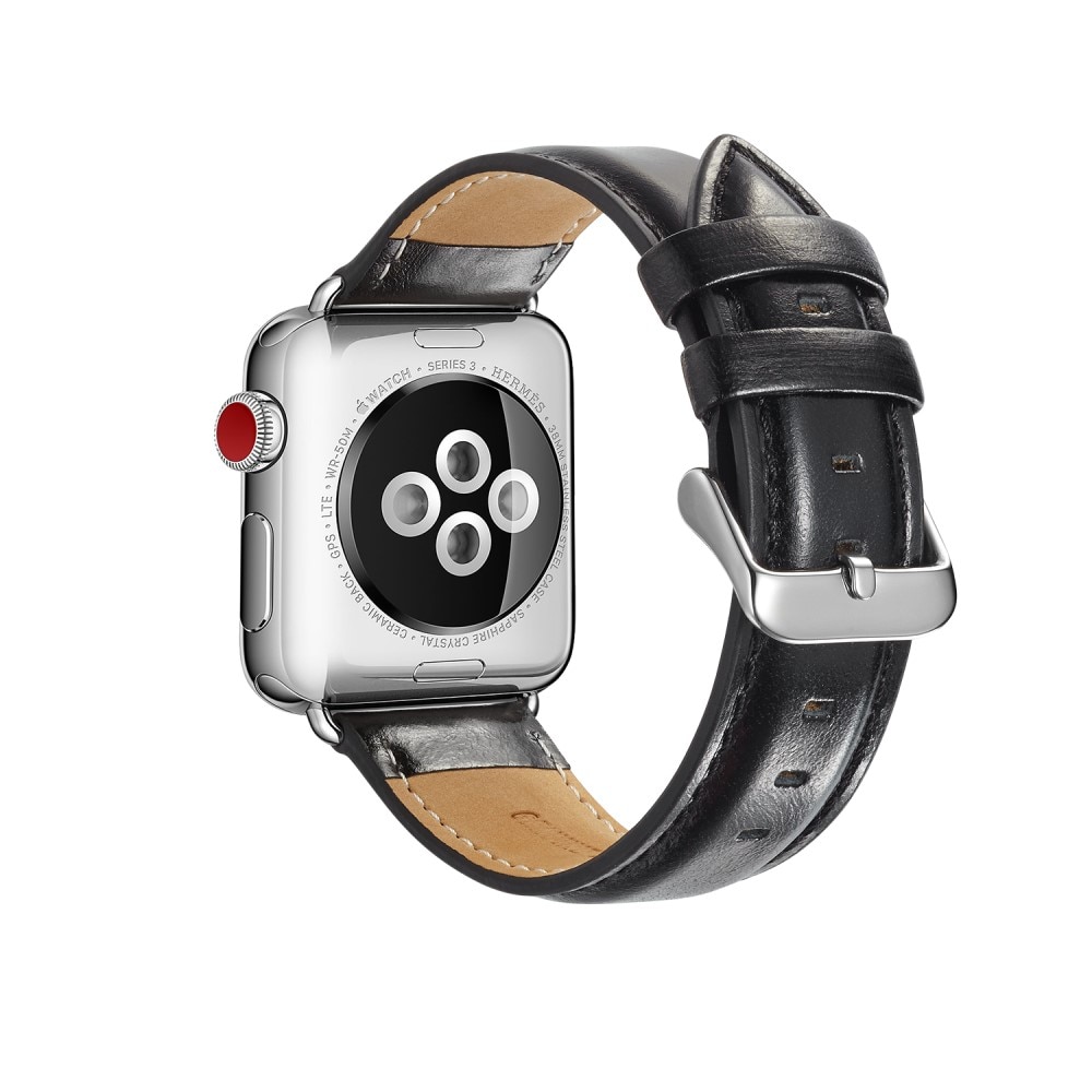 Correa de Piel Premium Apple Watch SE 44mm negro