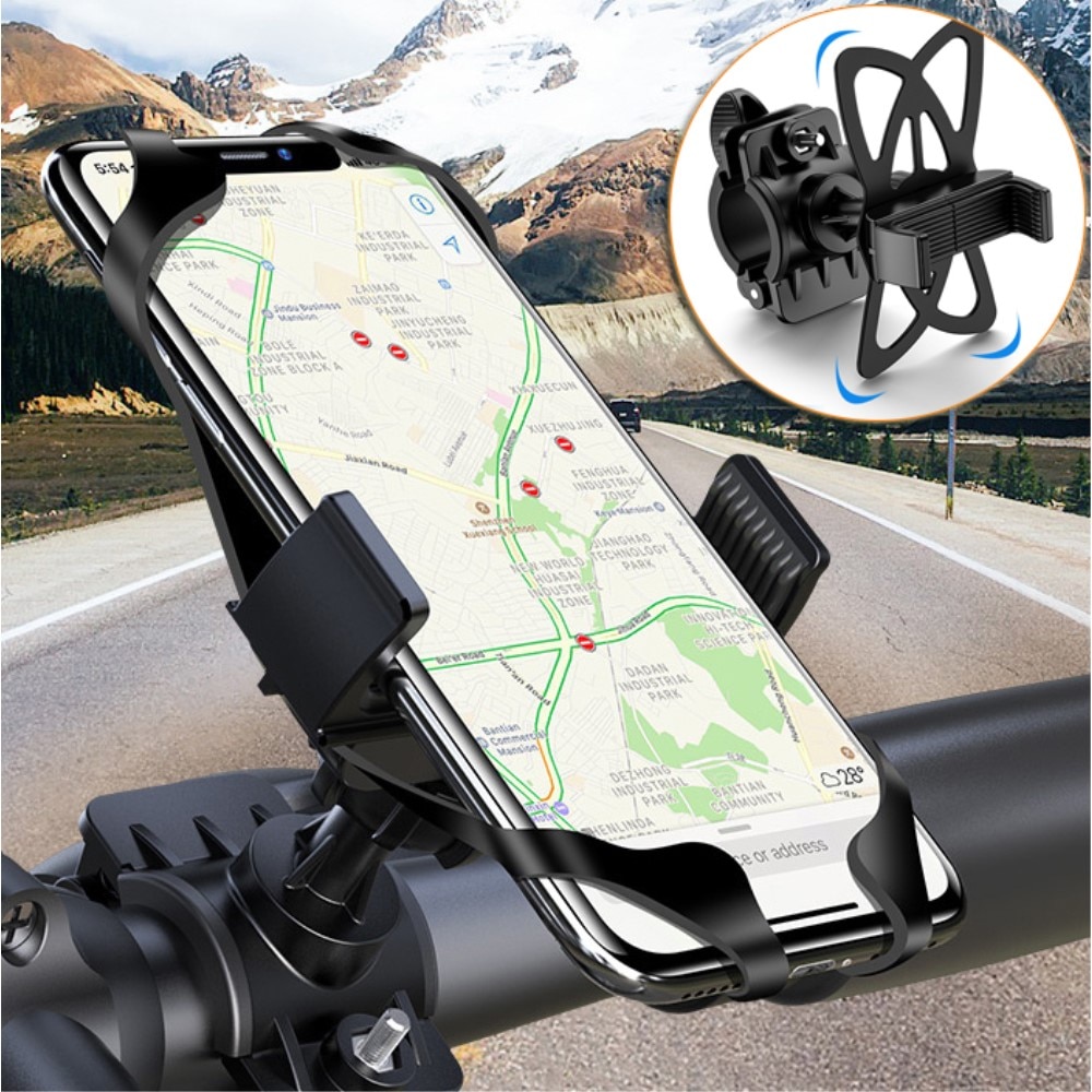 Soporte para móvil con agarre de silicona para bicicleta, negro