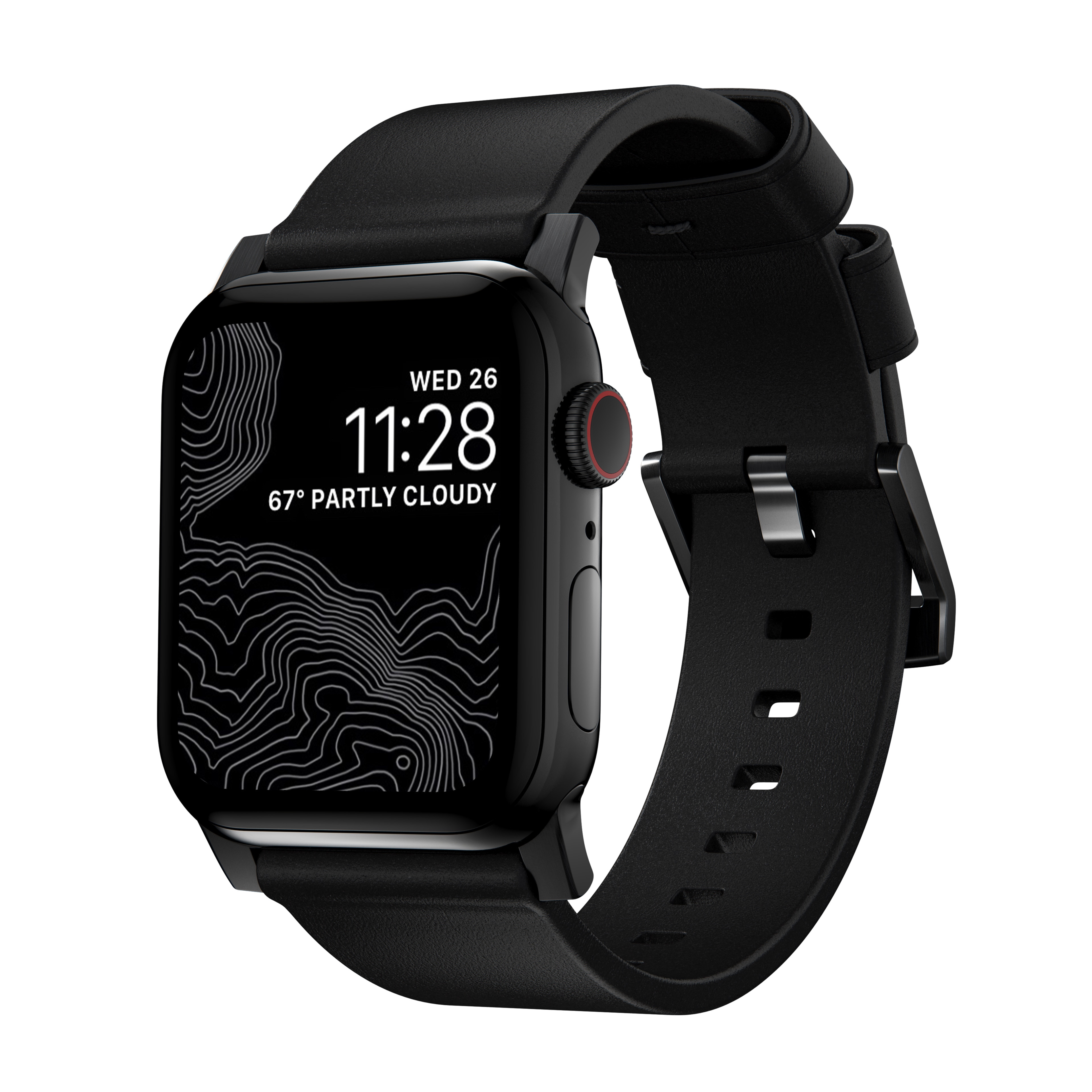 Modern Band Horween Leather Apple Watch 42/44/45/49 mm Black (Black Hardware)