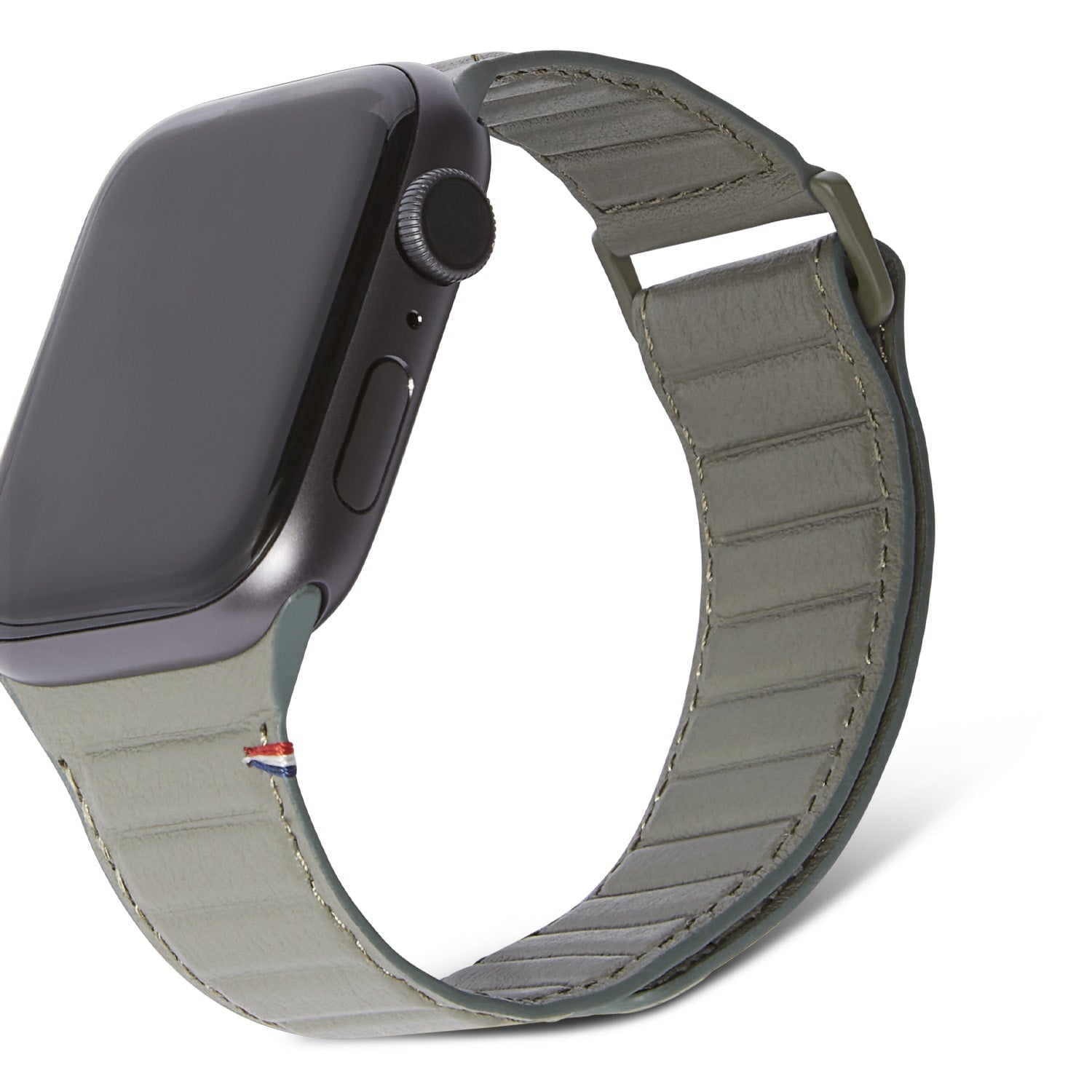 Leather Magnetic Traction Strap Apple Watch 44mm Olive