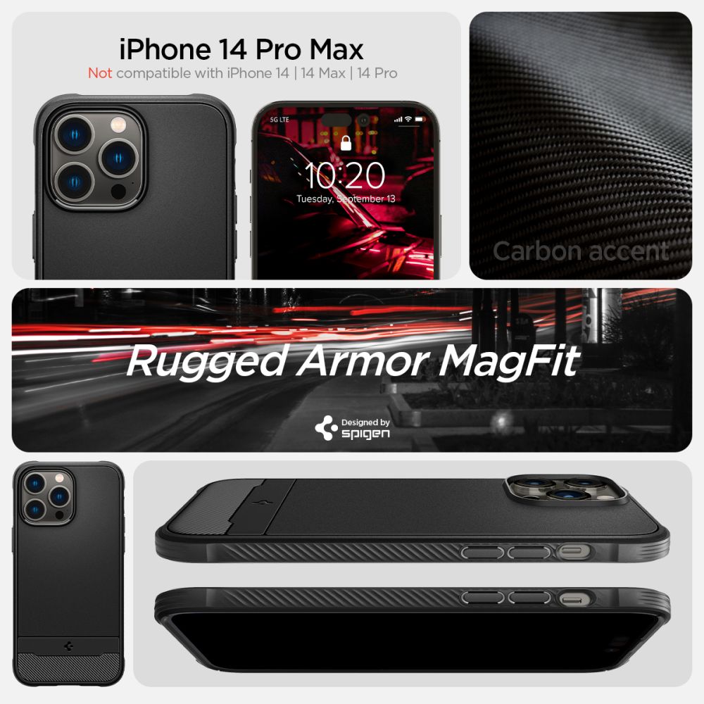 Spigen Funda Rugged Armor Mag iPhone 14 Pro Max Black - Comprar online