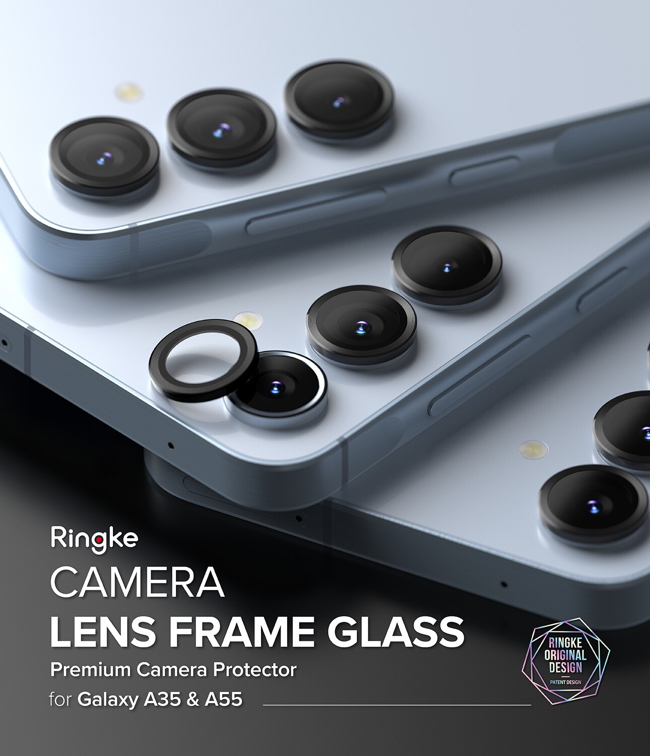 Camera Lens Frame Glass Samsung Galaxy A55 Negro